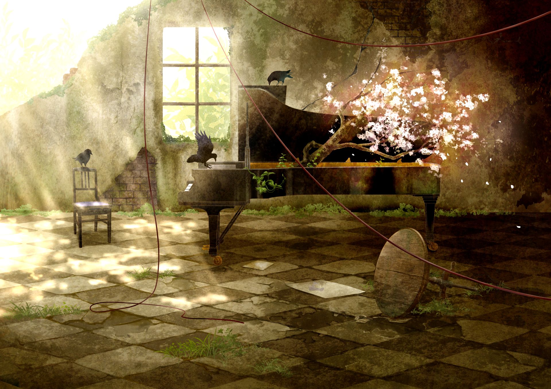 HD desktop wallpaper: Anime, Piano, Original download free picture #801636