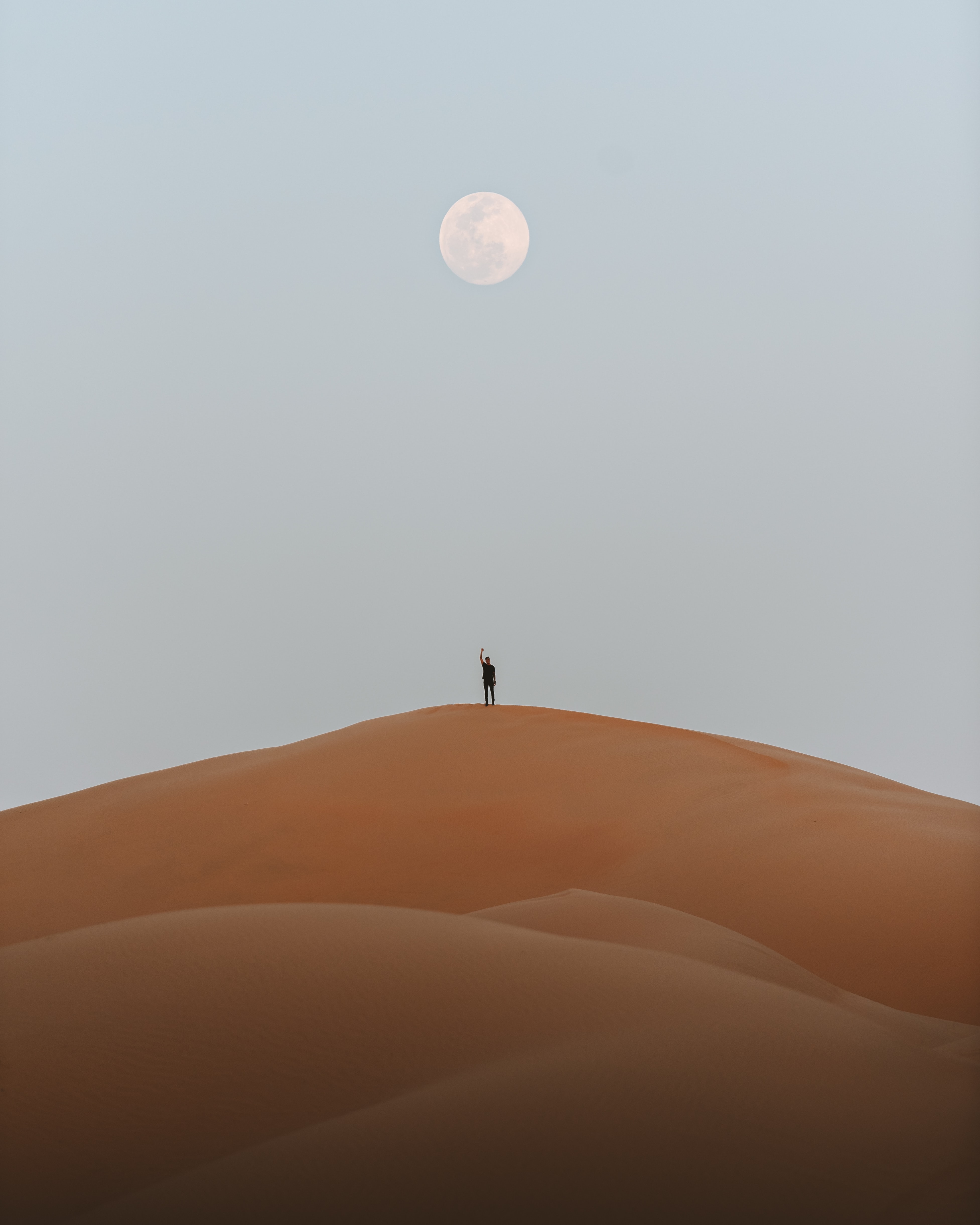 nature, sand, silhouette, desert Moon Full HD Wallpaper