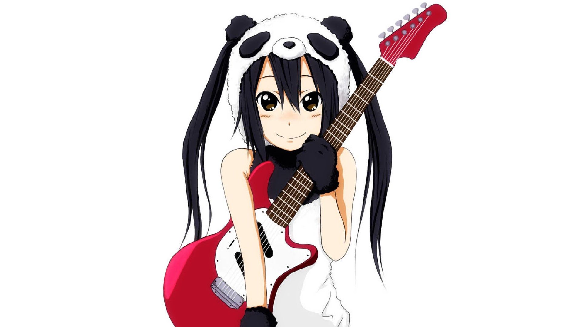 girl, smile, anime, guitar, pretty for android