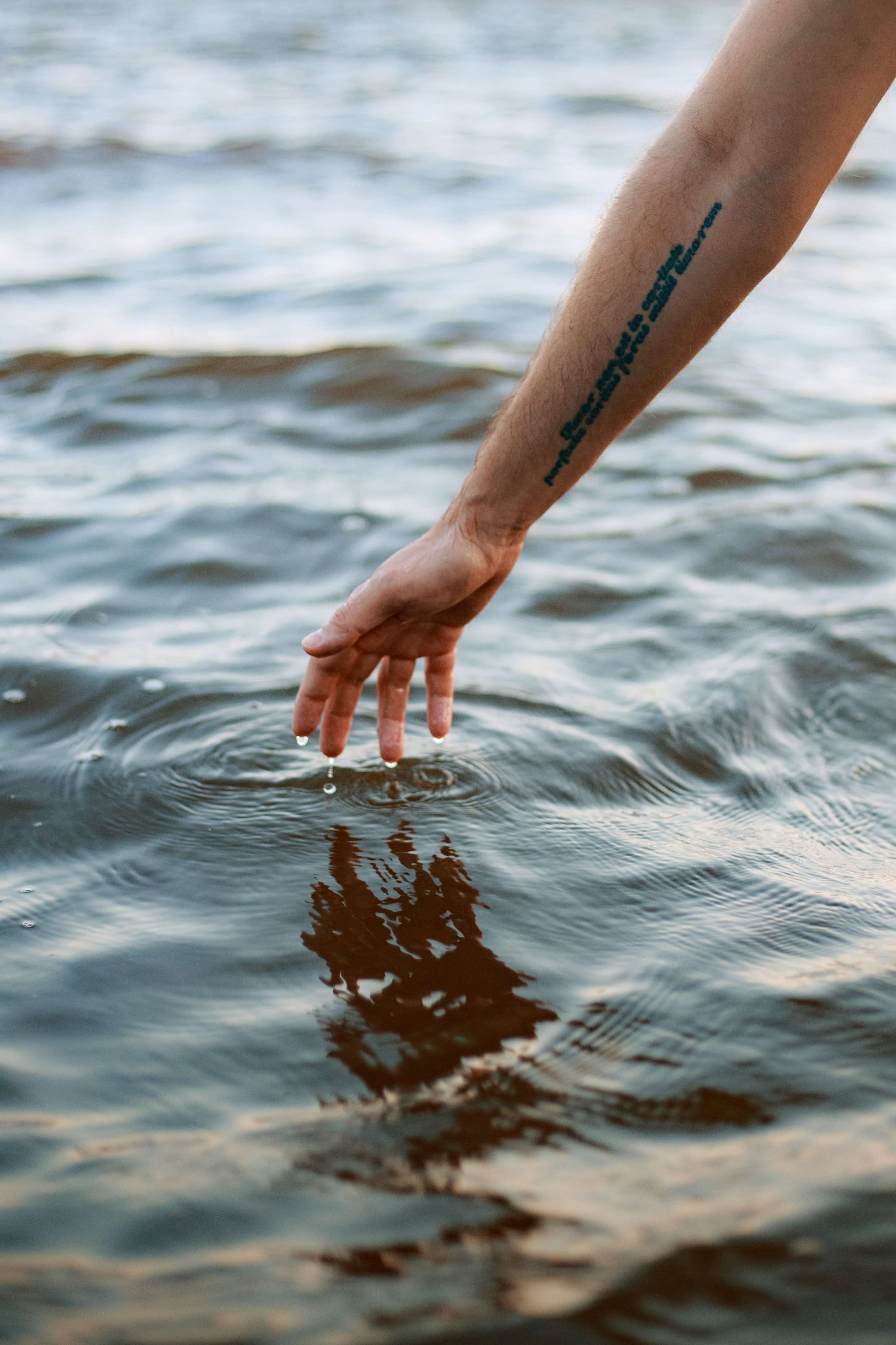 hand, water, drops, miscellanea, miscellaneous, ripples, ripple, tattoo