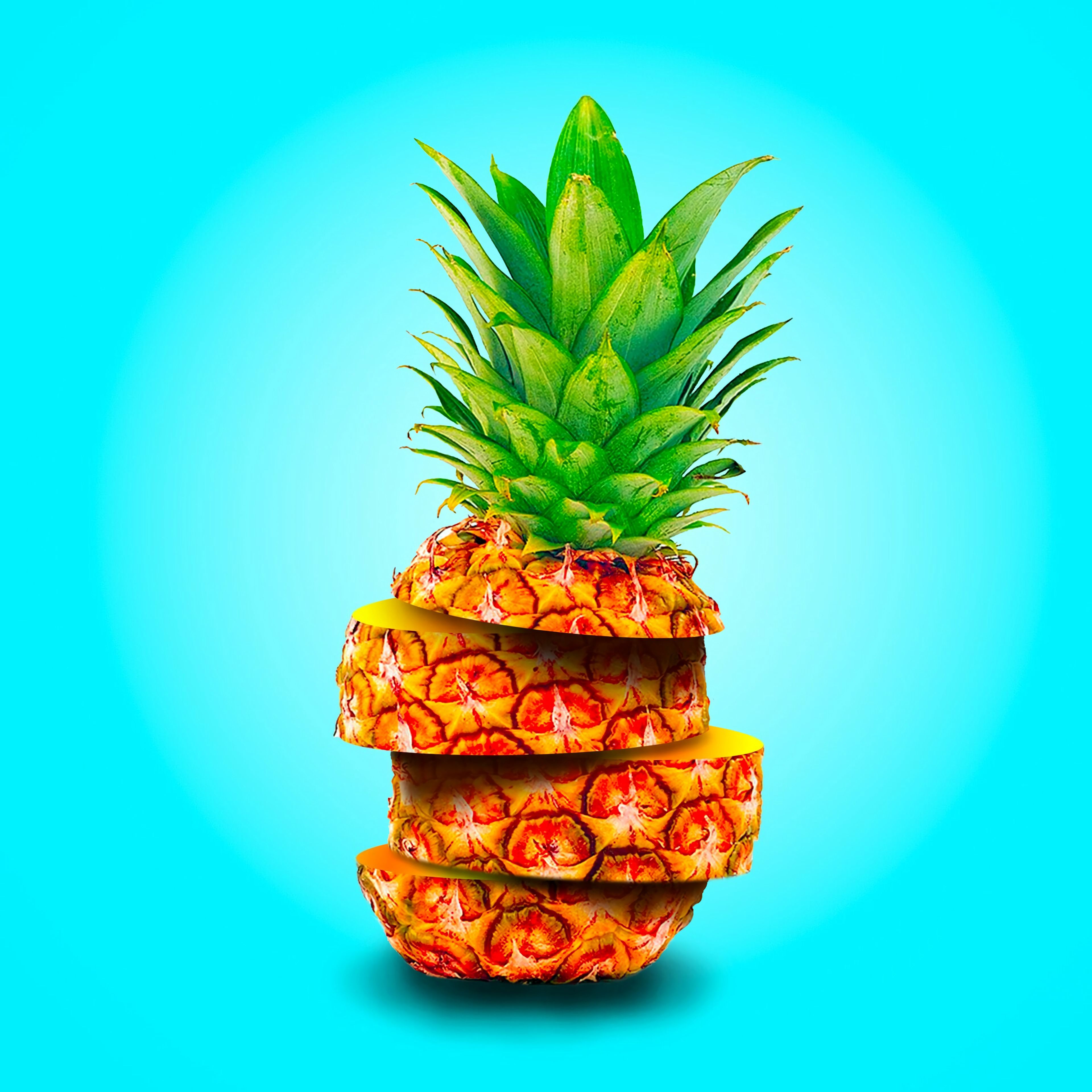 136203 Bildschirmschoner und Hintergrundbilder Ananas auf Ihrem Telefon. Laden Sie lebensmittel, ananas, die frucht, frucht, läppchen, scheiben, exotisch, eine ananas Bilder kostenlos herunter