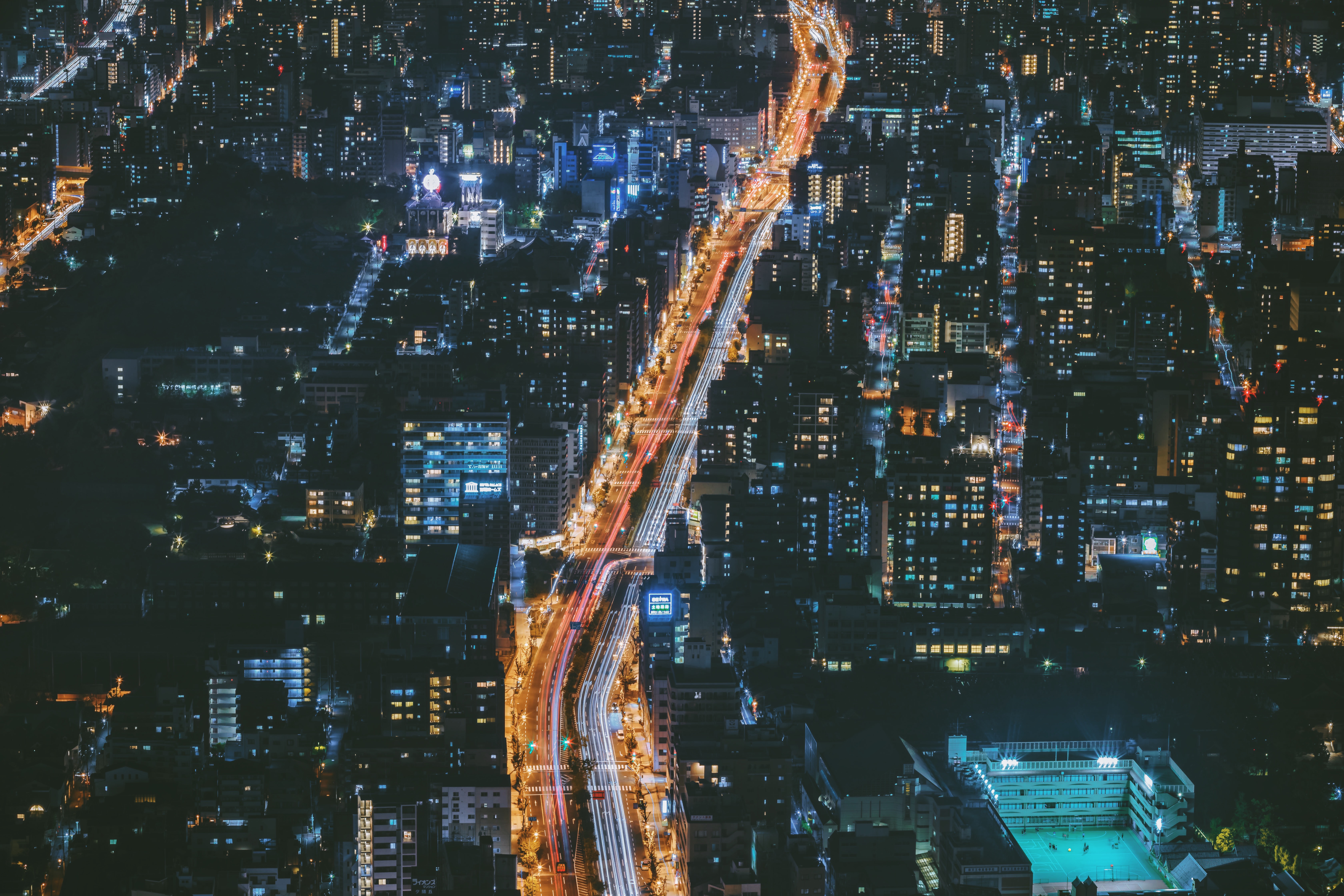 135796 Hintergrundbilder und Japan Bilder auf dem Desktop. Laden Sie städte, night city, blick von oben, city lights Bildschirmschoner kostenlos auf den PC herunter