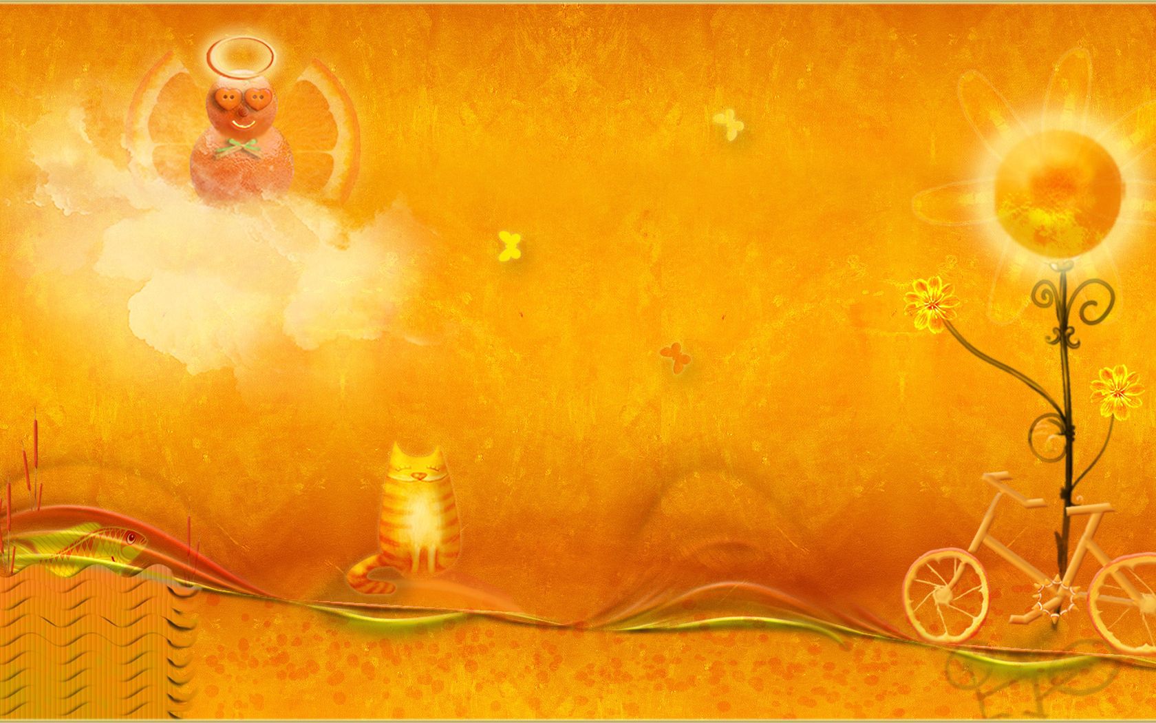 Positive orange, mood, art, fantasy 8k Backgrounds