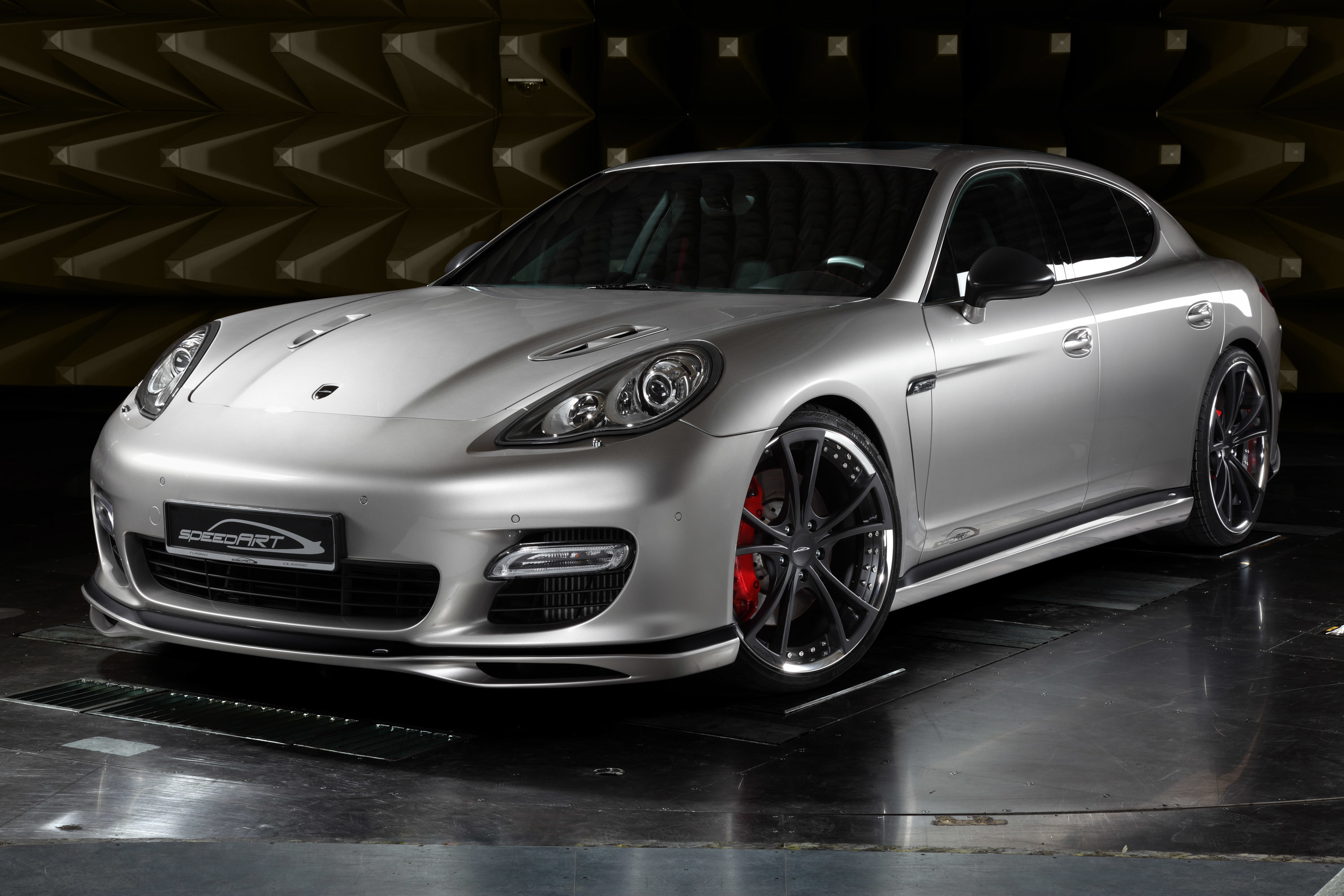 155602 Screensavers and Wallpapers Silvery for phone. Download porsche, cars, front view, silver, silvery, panamera pictures for free