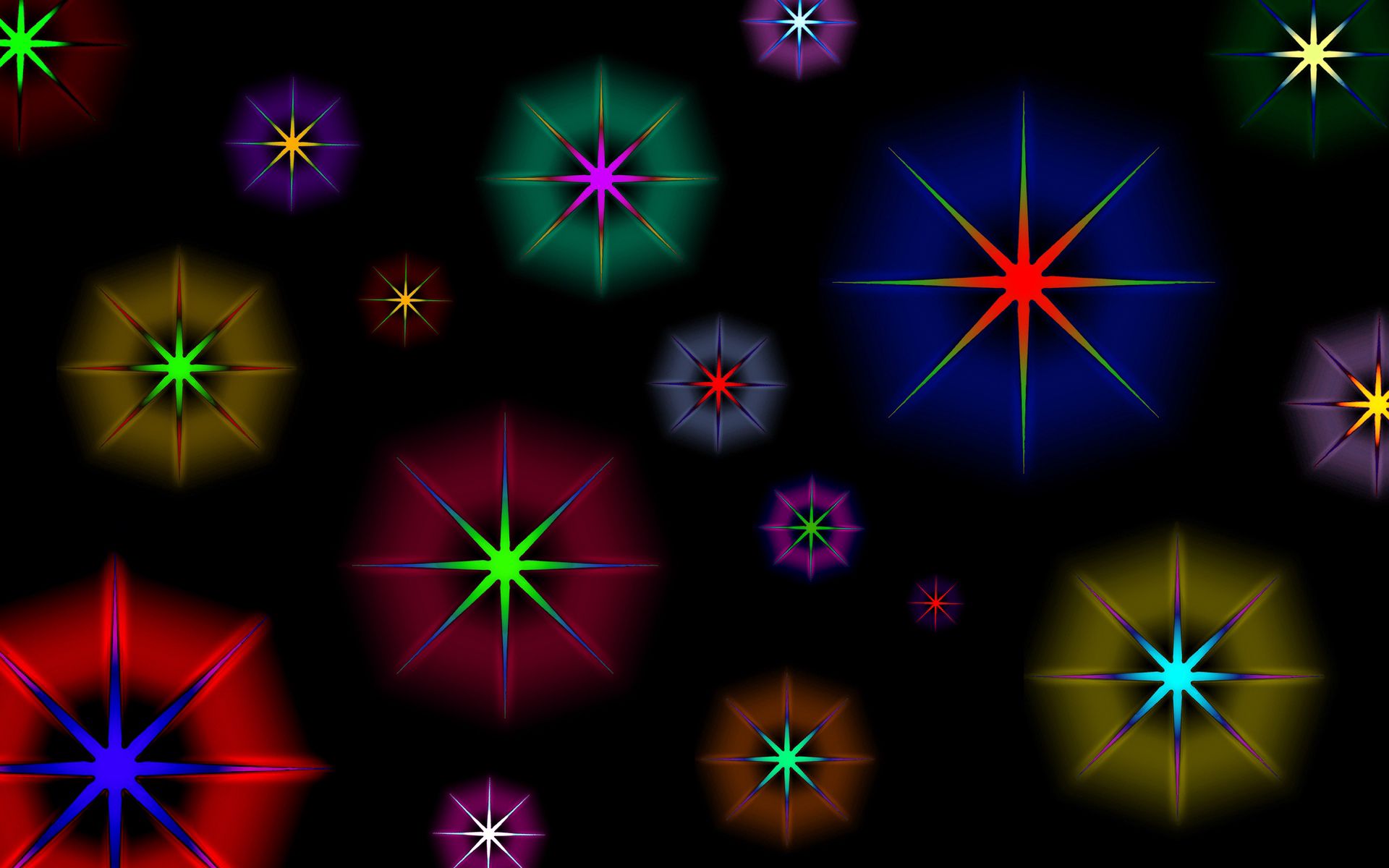 117102 скачать обои фон, звезды, узоры, абстракция, круги, разноцветный, блеск - заставки и картинки бесплатно