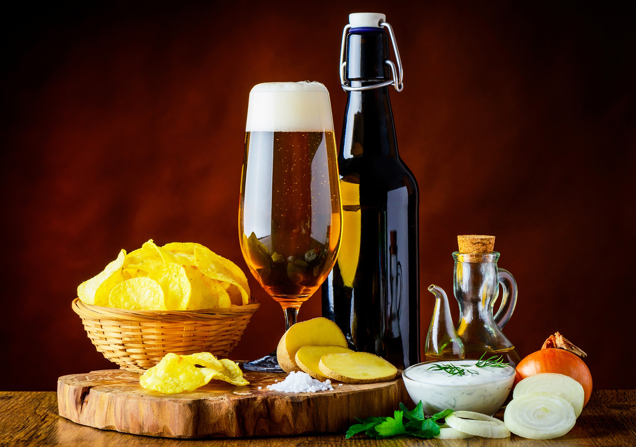 beer, food, alcohol, chips, drink, still life High Definition image