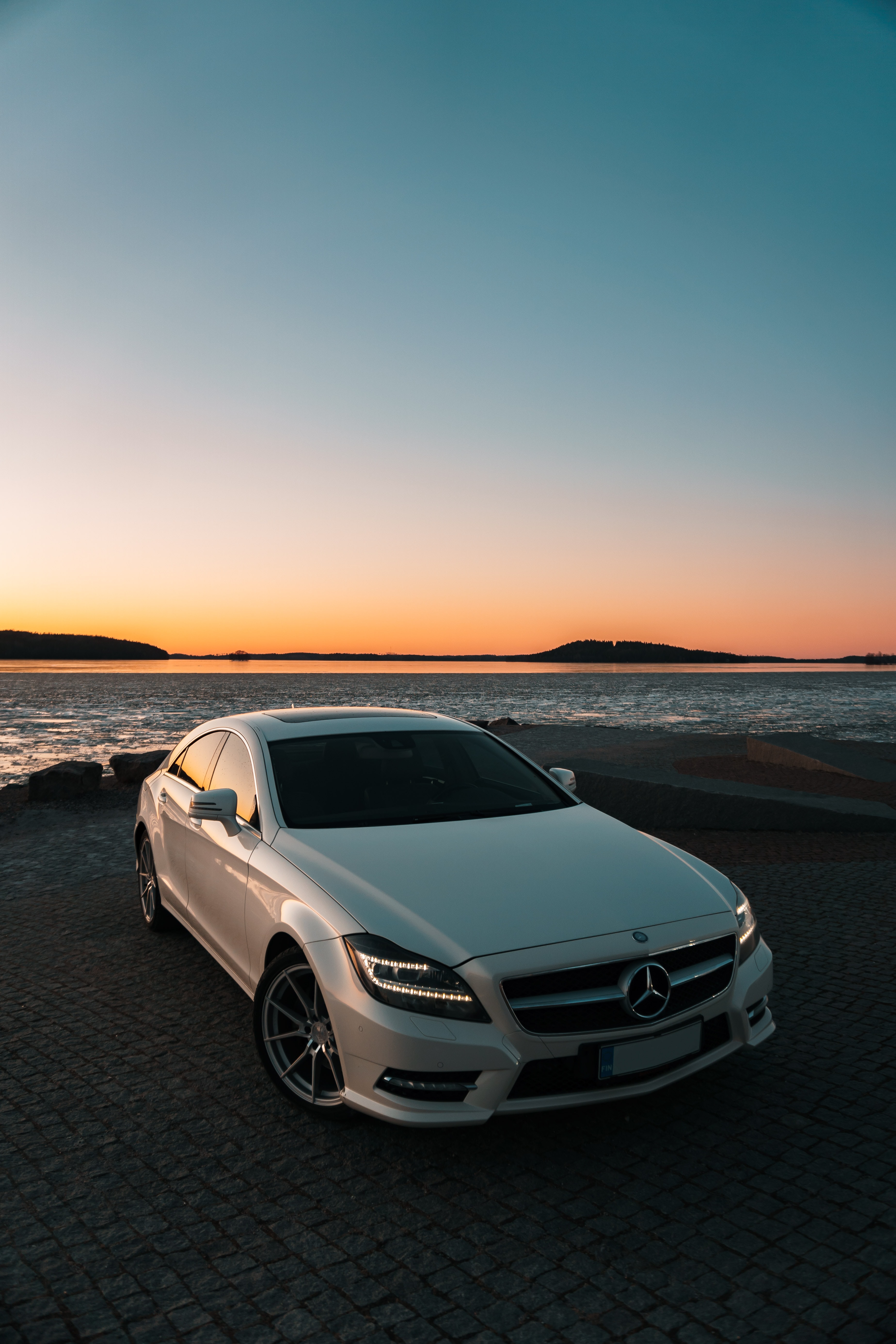 Download mobile wallpaper Mercedes Benz Cls, Mercedes-Benz, Cars, Lights, Car, Front View, Headlights for free.