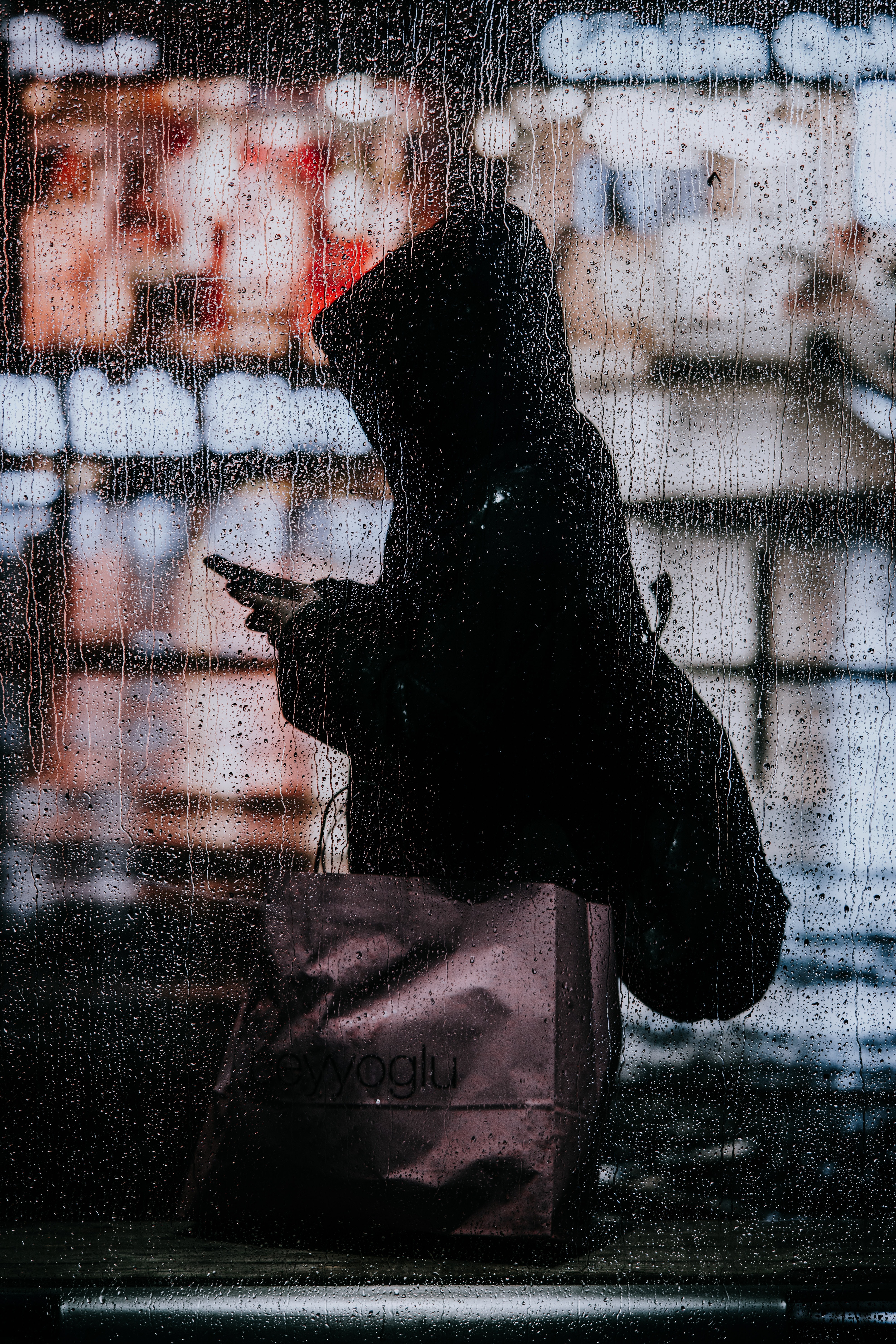 miscellanea, hood, rain, drops, silhouette, miscellaneous phone wallpaper