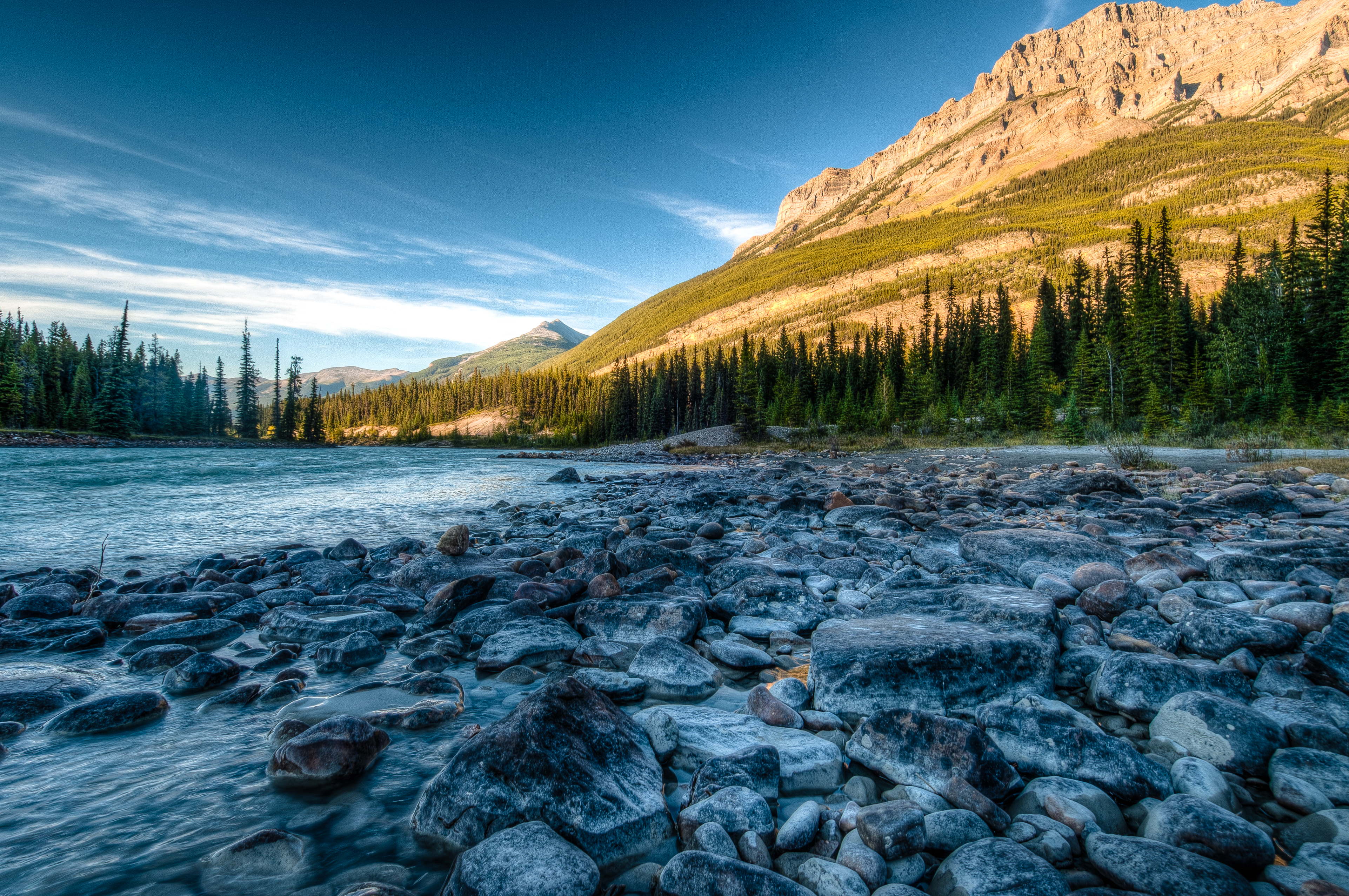 58677 Bild herunterladen natur, flüsse, stones, kanada, hdr, albert, alberta, rocky mountains, athabasca - Hintergrundbilder und Bildschirmschoner kostenlos