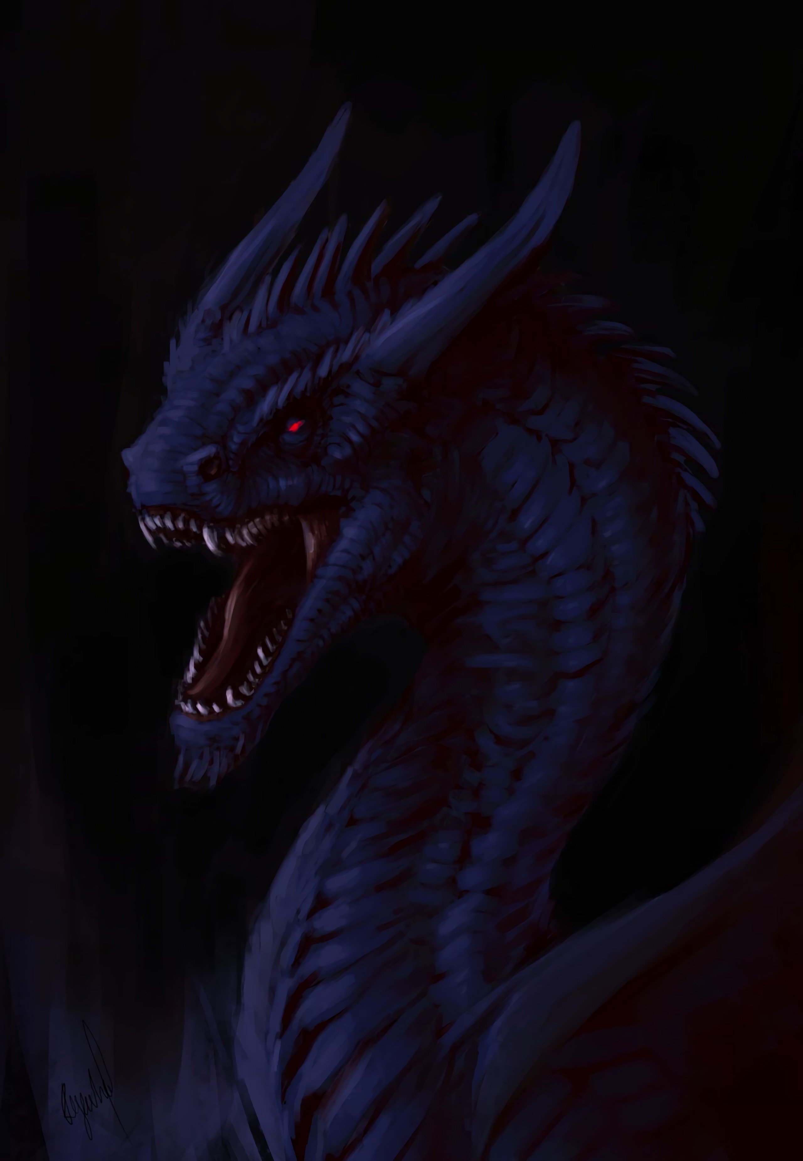 dragon, art, dark, grin, being, creature, fantastic wallpapers for tablet