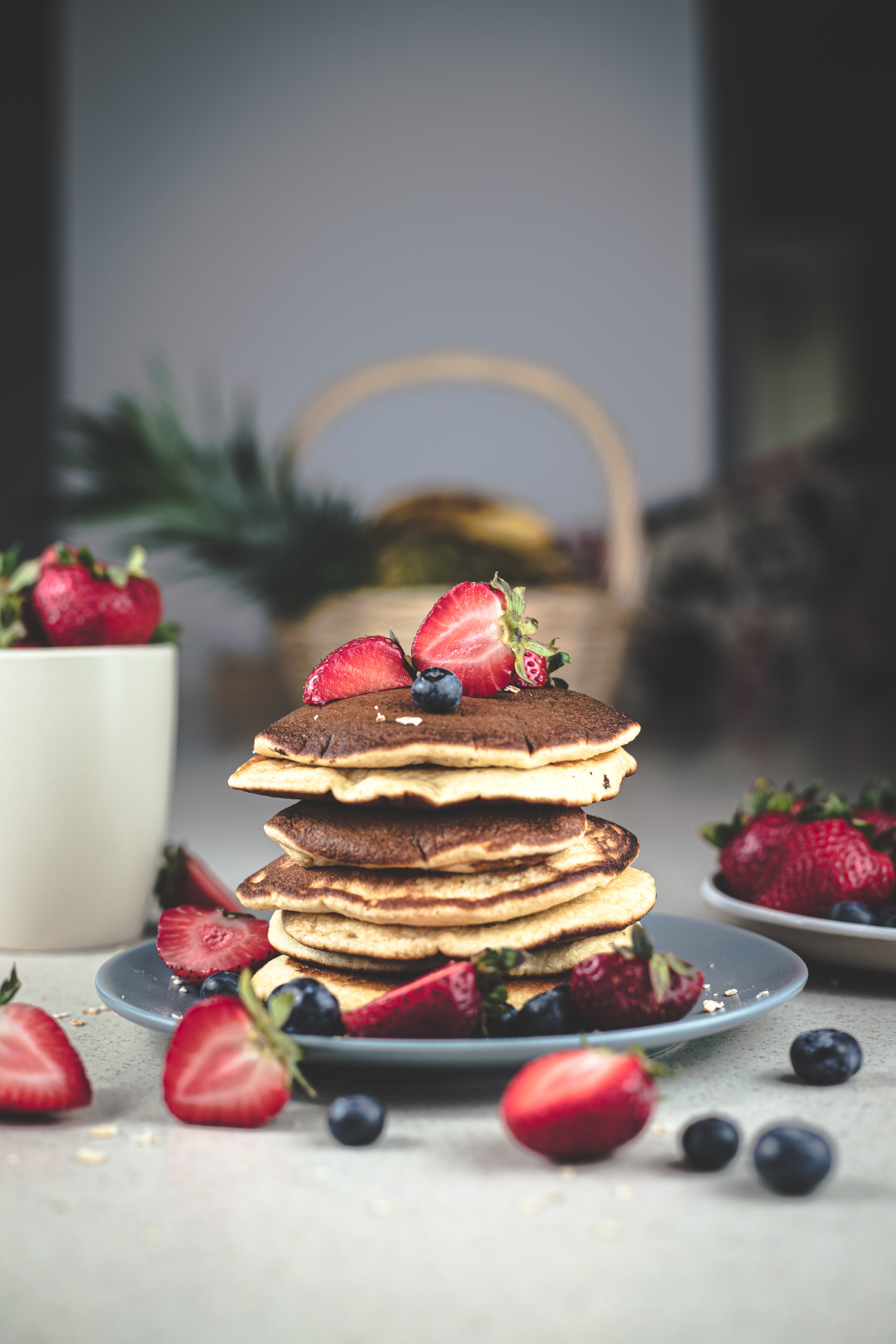 breakfast, desert, pancakes, baking, bilberries, bakery products, food, strawberry