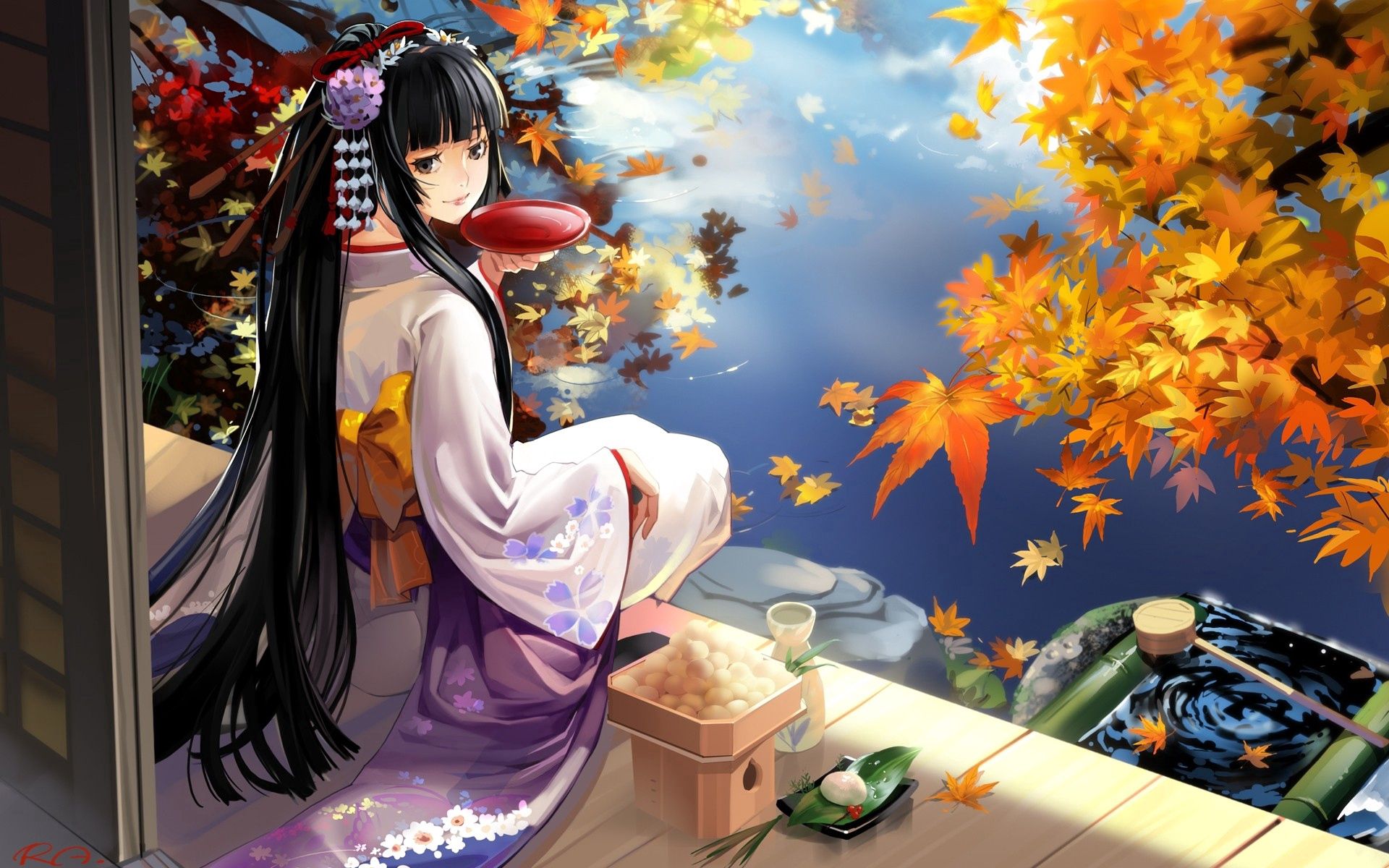101472 Bild herunterladen anime, mädchen, kimono, geisha - Hintergrundbilder und Bildschirmschoner kostenlos