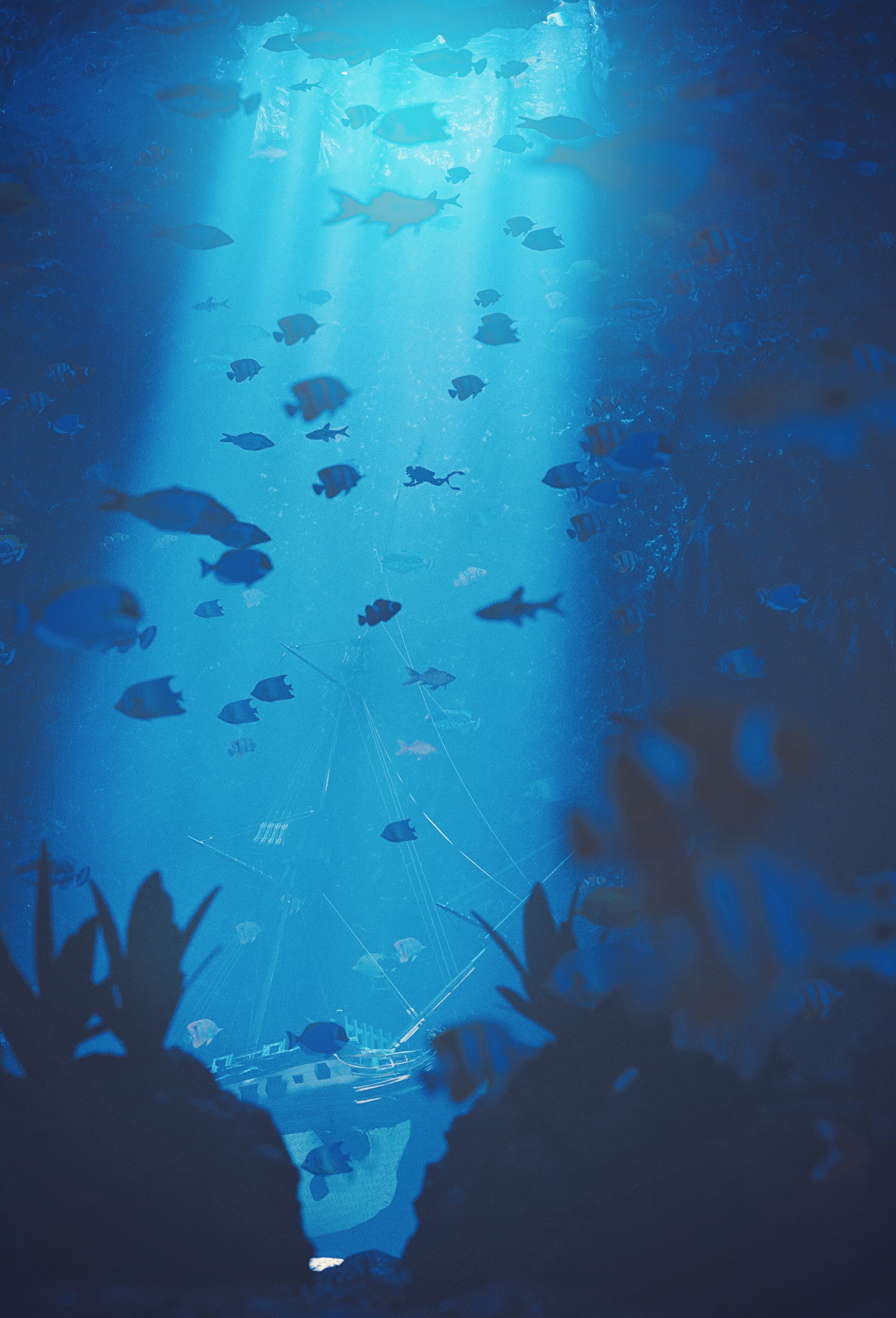 diving, art, underwater, under water Ultrawide Wallpapers