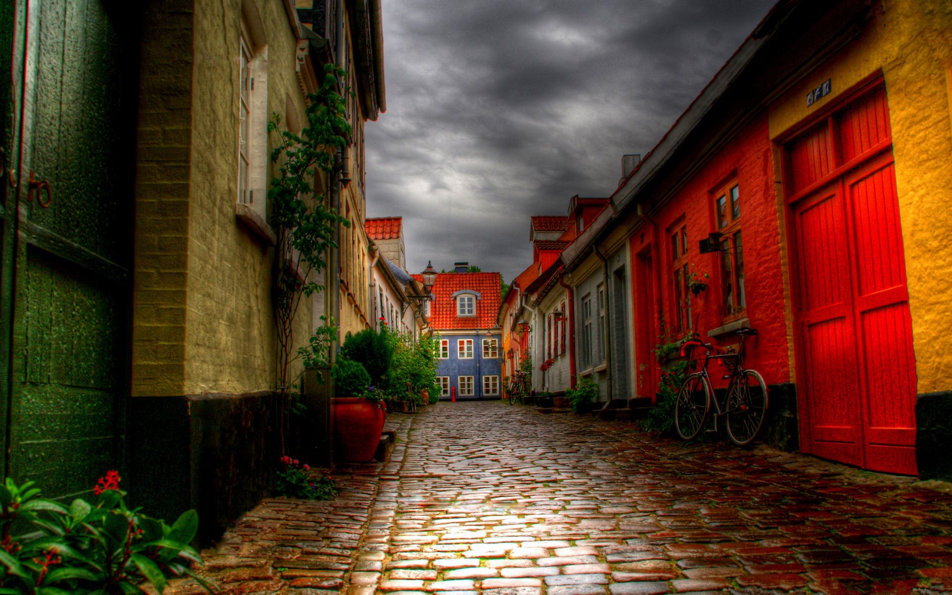 hdr, photography, alley, building, path, street, town iphone wallpaper