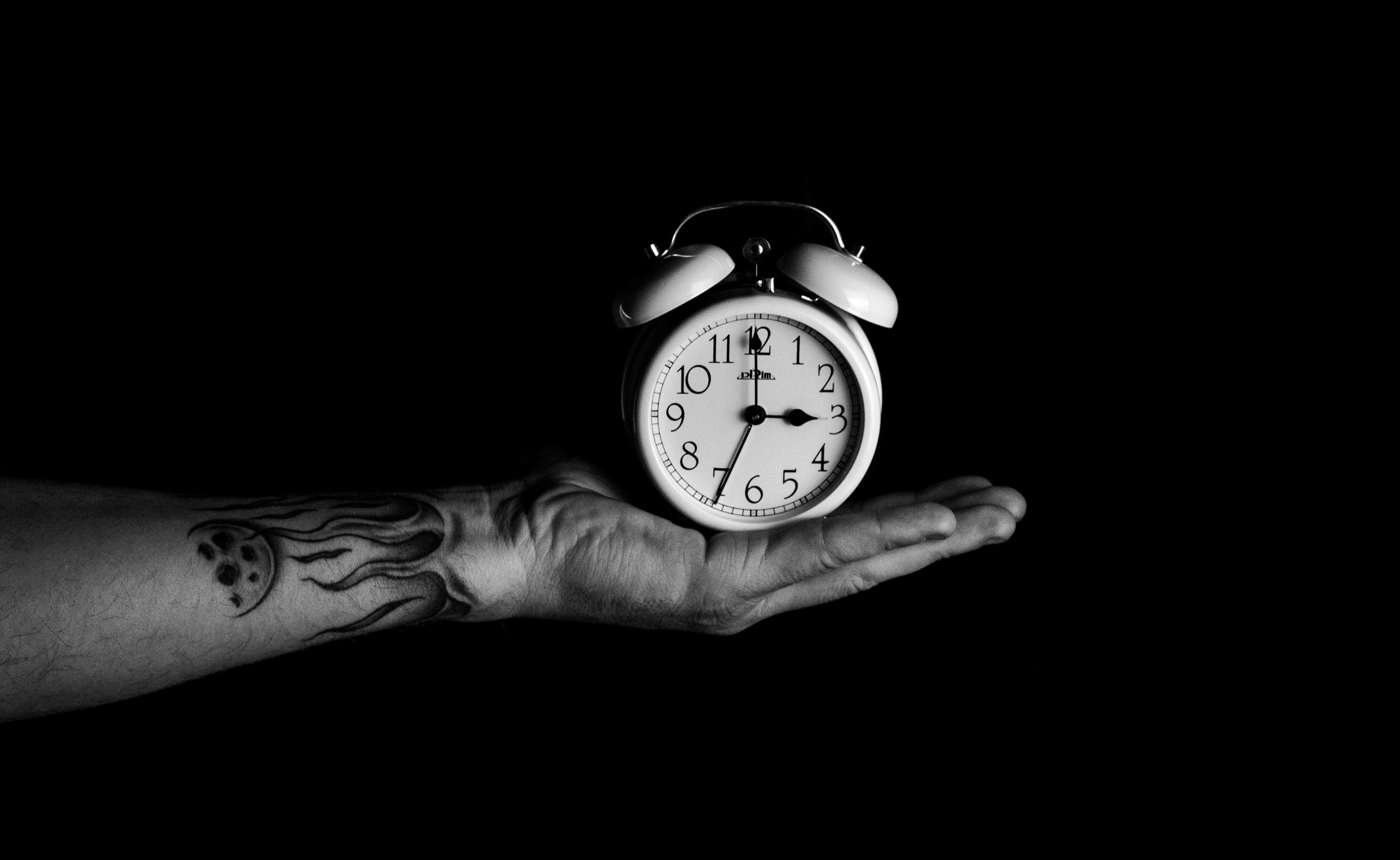 clock, hand, miscellanea, miscellaneous, bw, chb, alarm clock, time, it's time