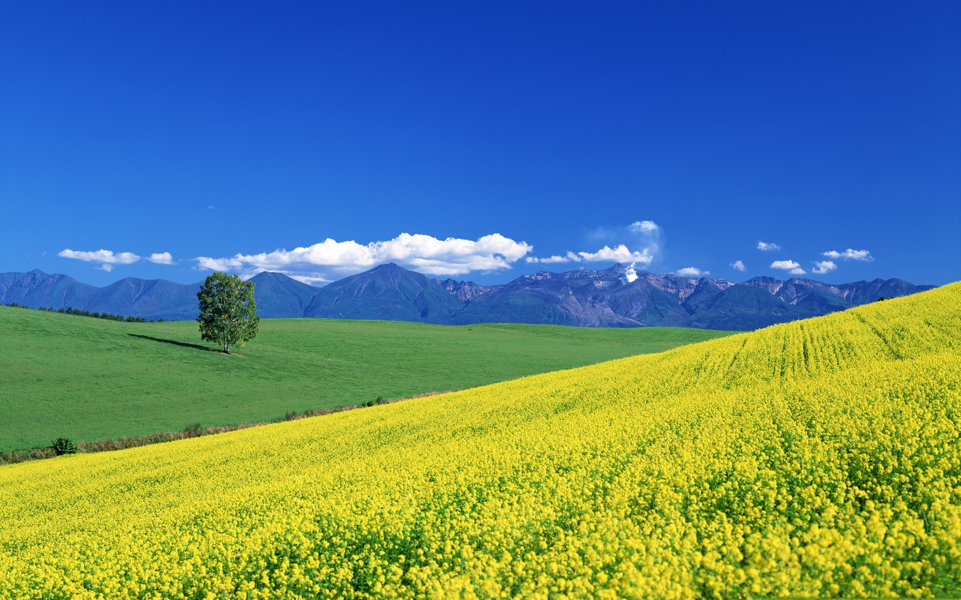 27148 Hintergrundbild herunterladen mountains, landschaft, felder, sky, blau - Bildschirmschoner und Bilder kostenlos