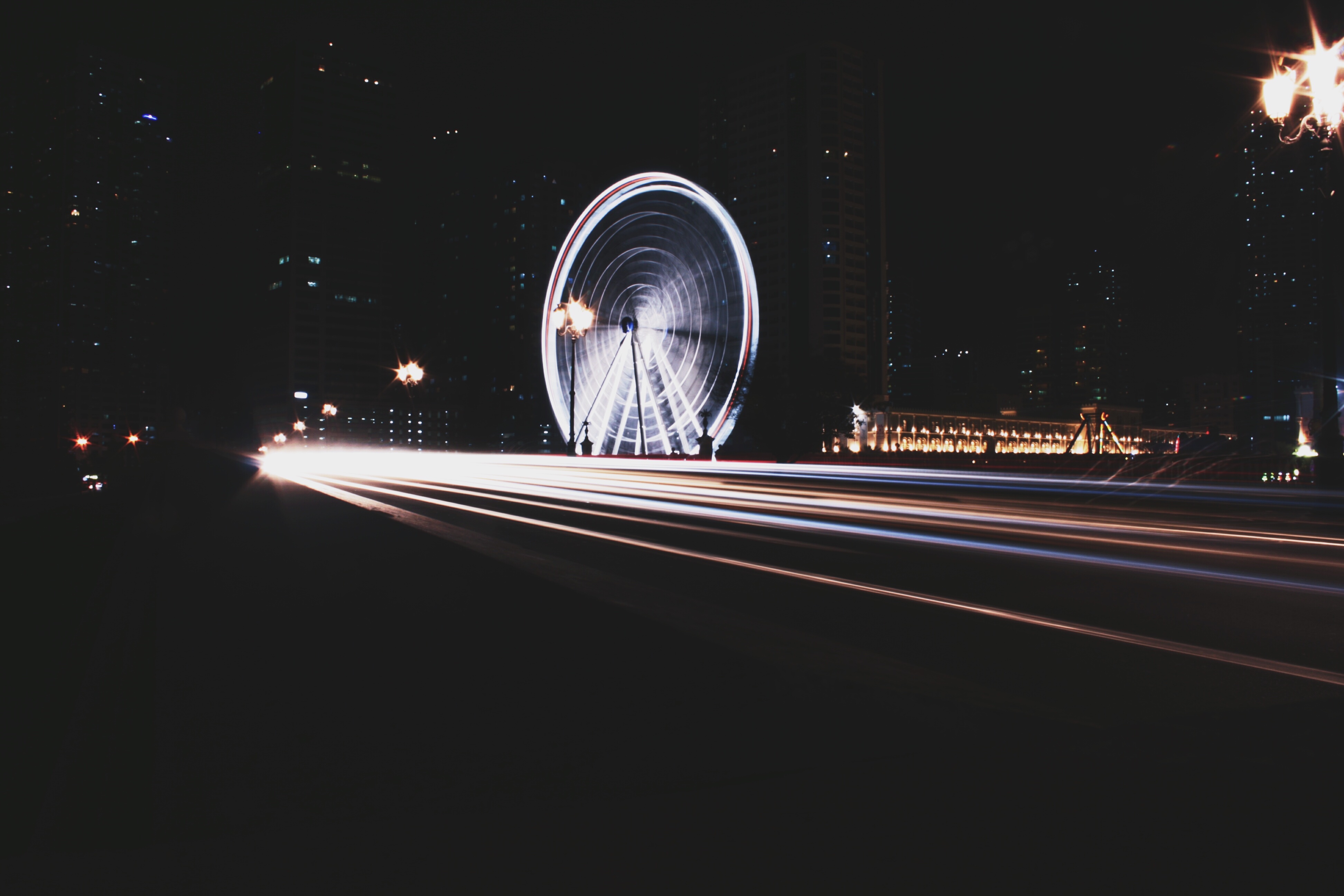 wheel, city, rotation, cities, night
