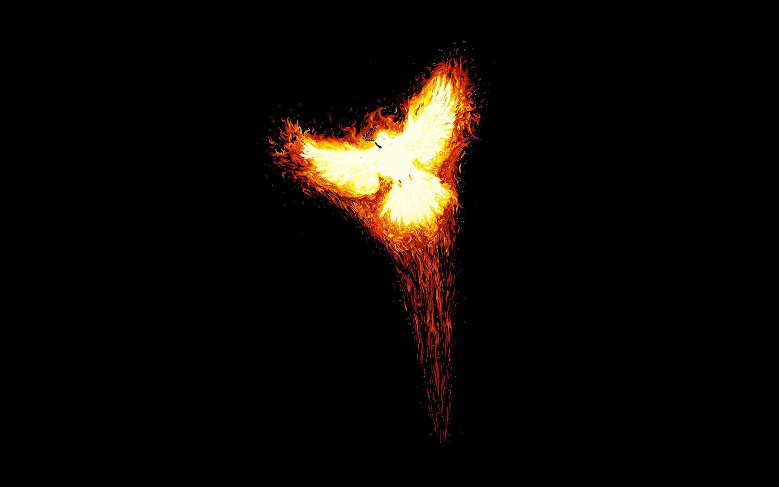fire, phoenix, abstract, bird, minimalism, takeoff, myth 32K
