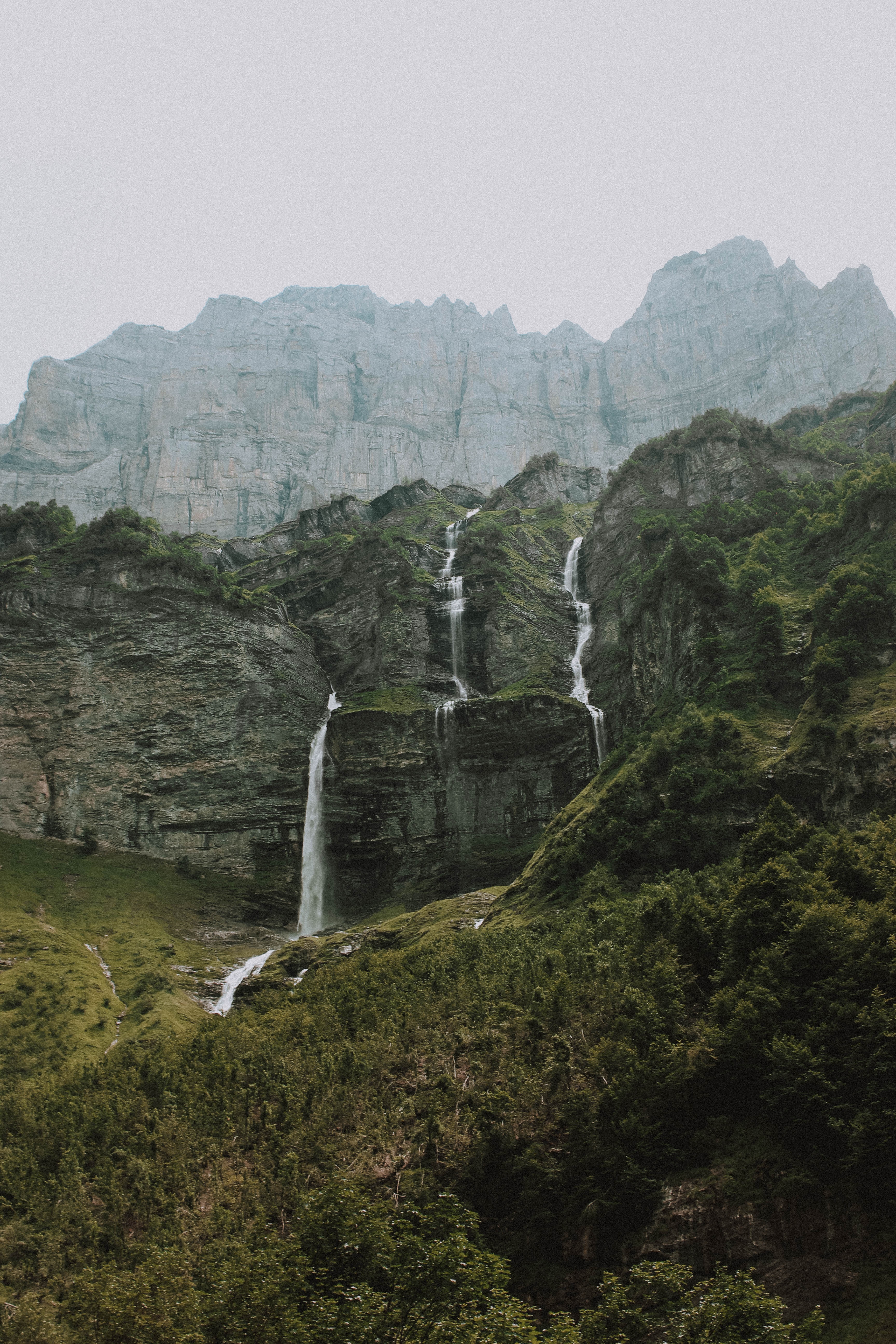 waterfall, mountains, rocks, nature, landscape 4K Ultra