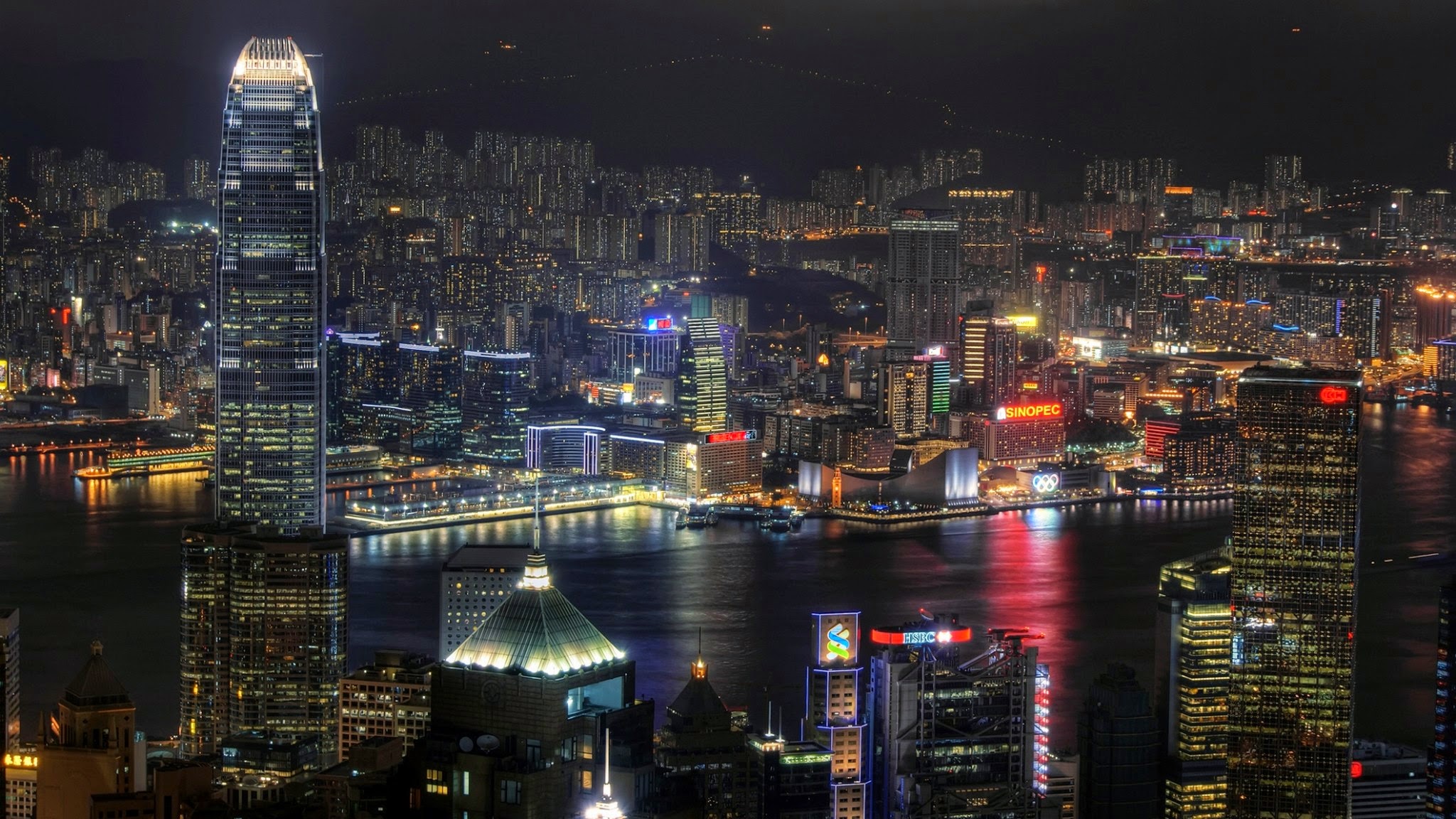 HD desktop wallpaper: Cities, Night, City, Building, Light, China, Hong Kong,  Skyline, Man Made download free picture #273302