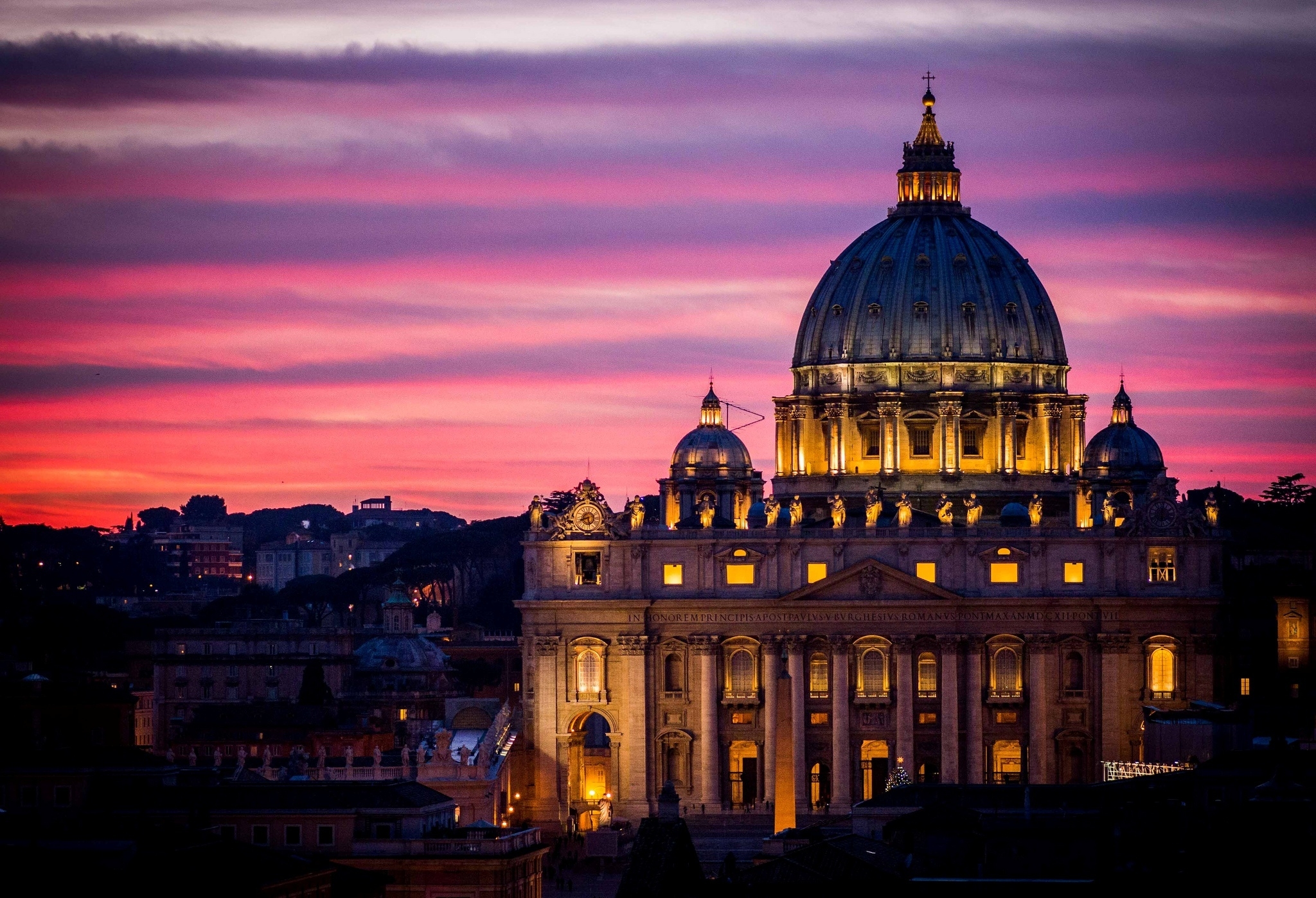 32k Linux st peters basilica, saint paul's cathedral, evening, sunset