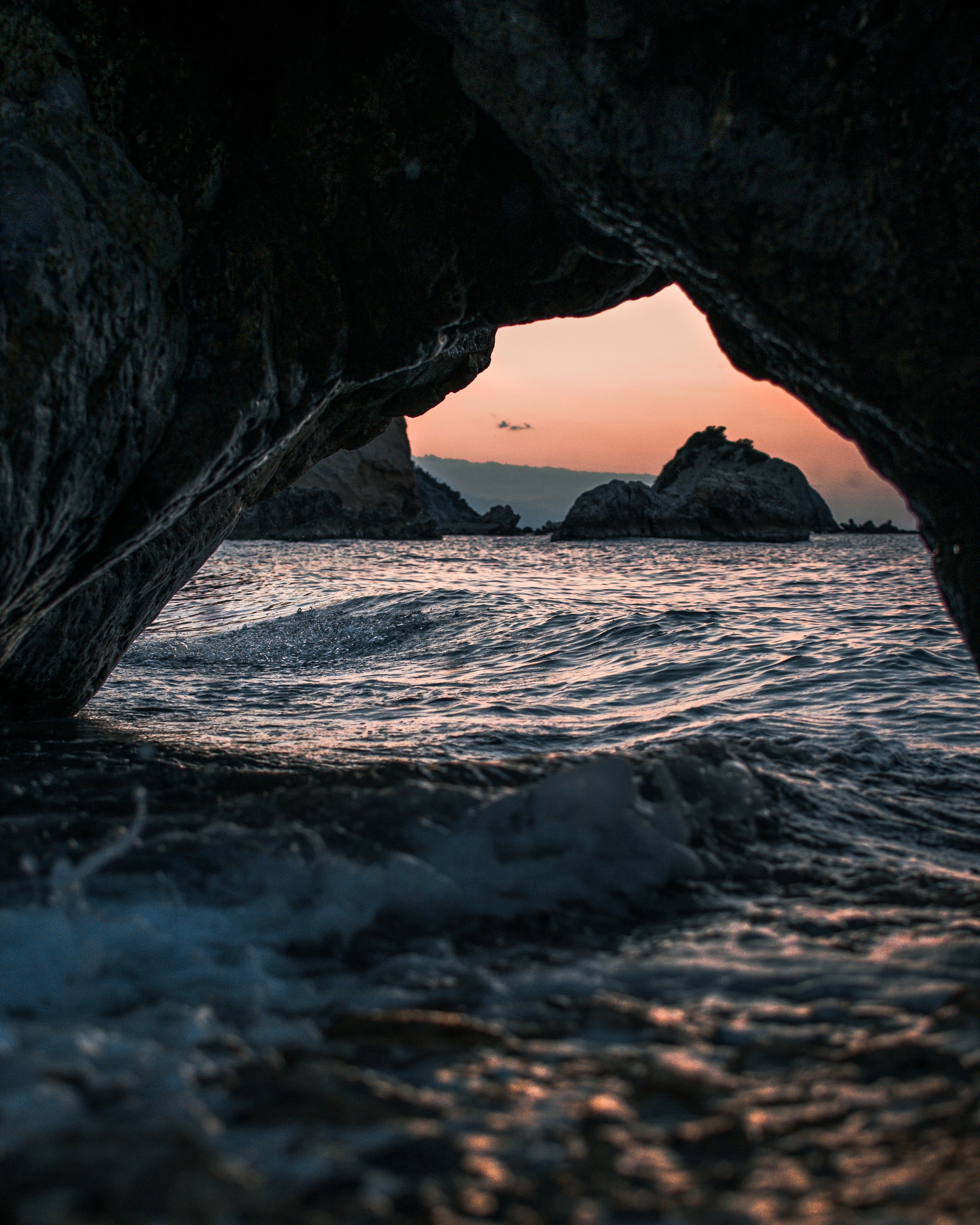 sea, rocks, cave, arch Stone HD Android Wallpapers