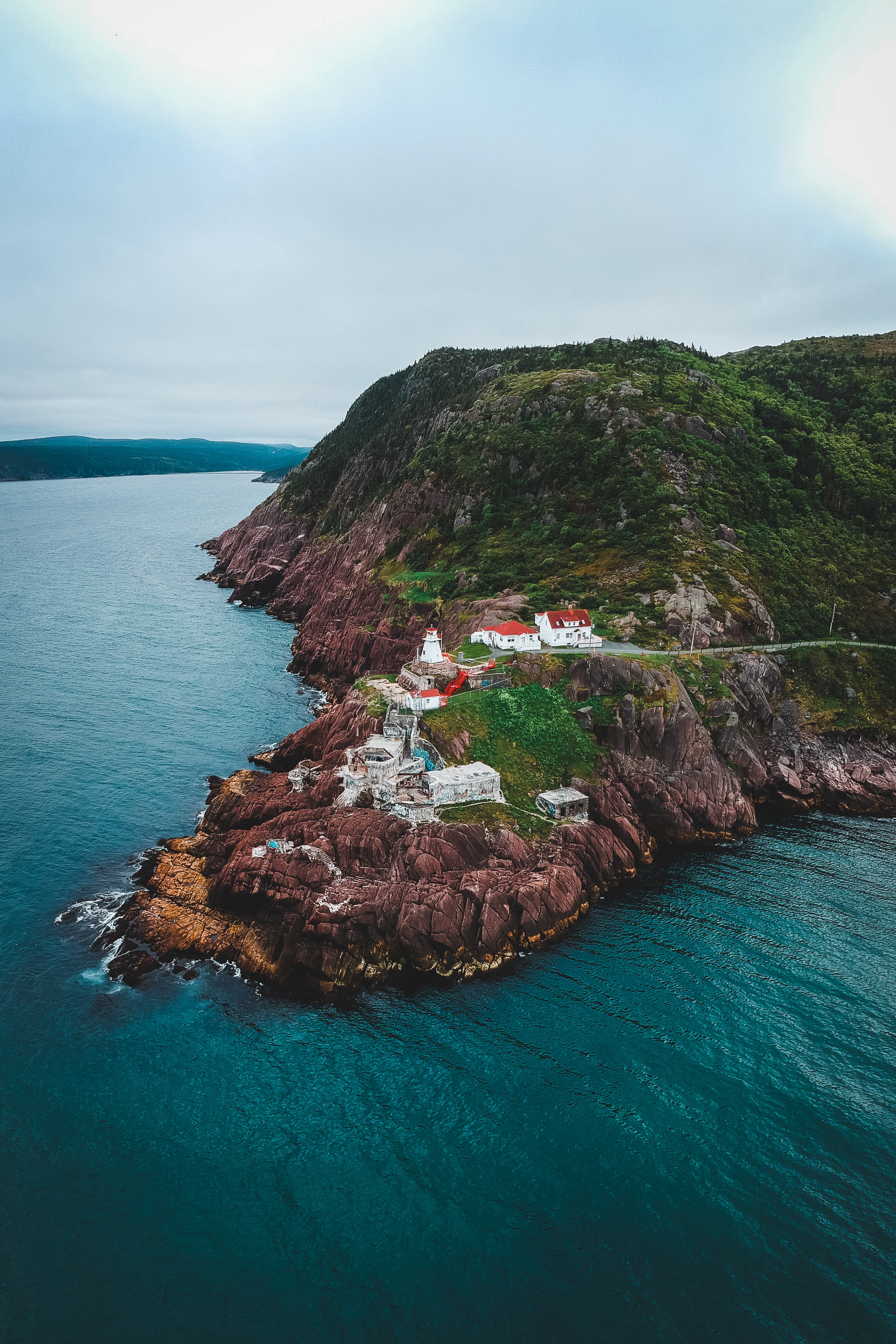 building, nature, sea, rocks, lighthouse, slope Smartphone Background