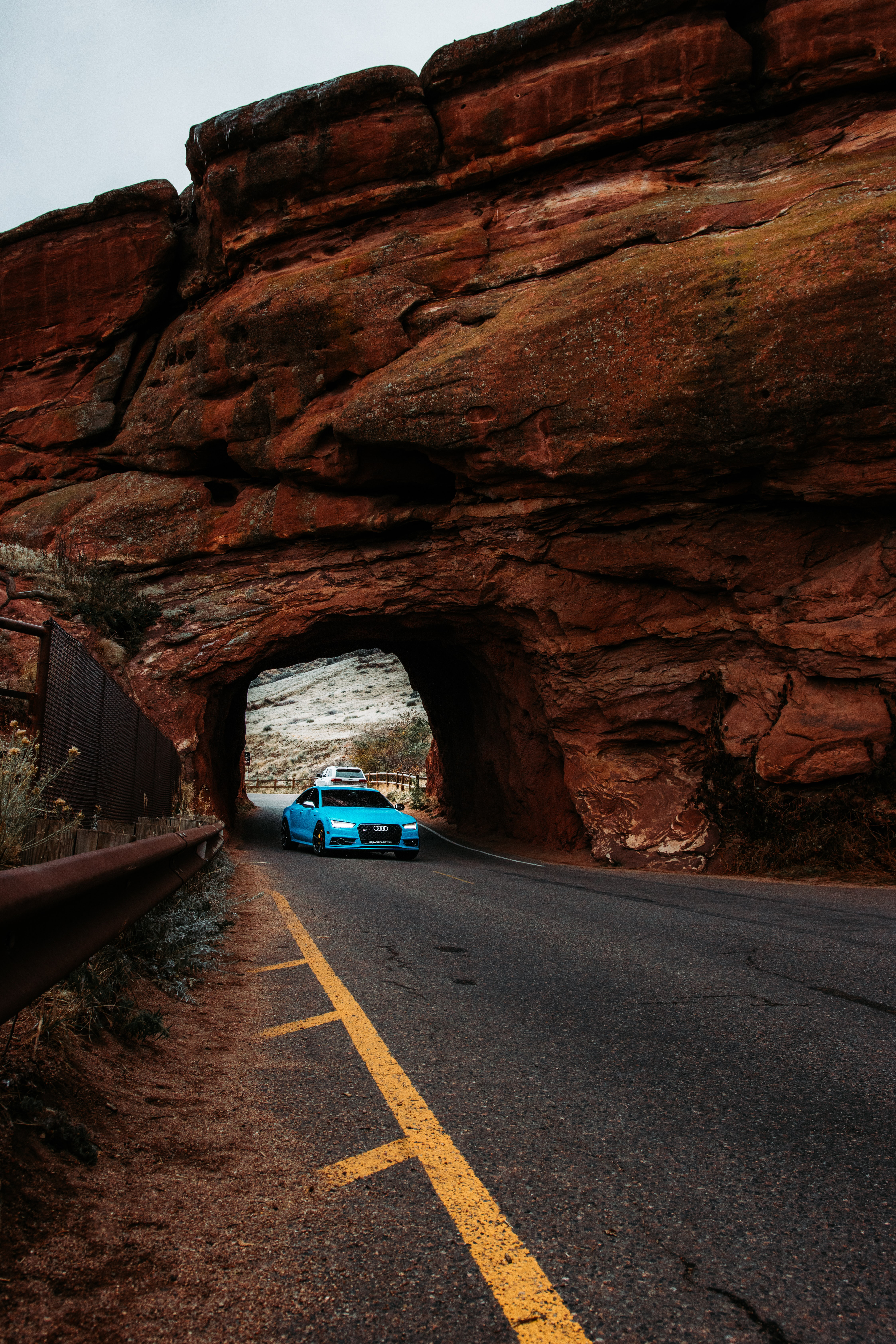 Widescreen image road, cars, tunnel, car