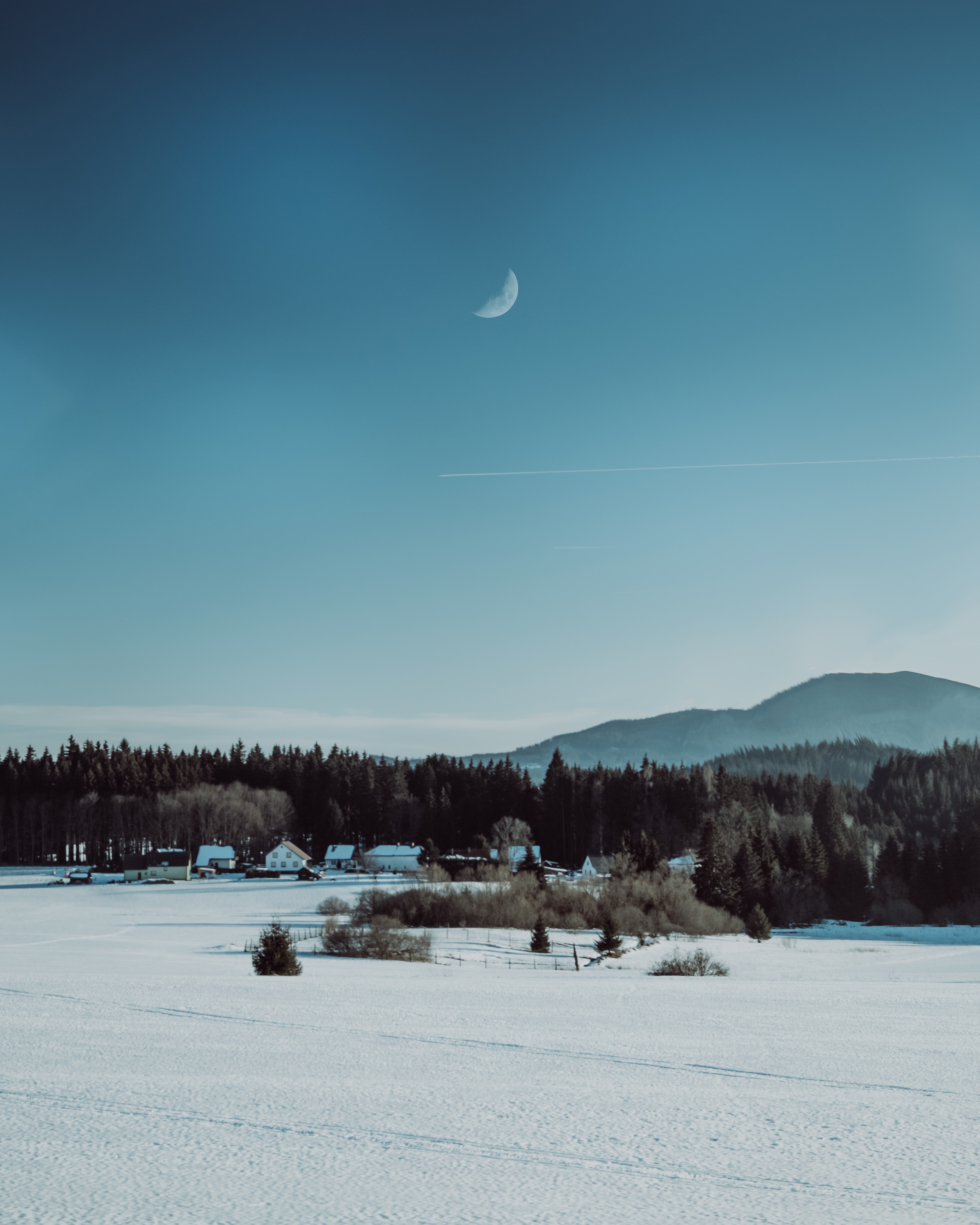 Laden Sie das Landschaft, Winter, Natur, Bäume, Schnee, Dorf-Bild kostenlos auf Ihren PC-Desktop herunter