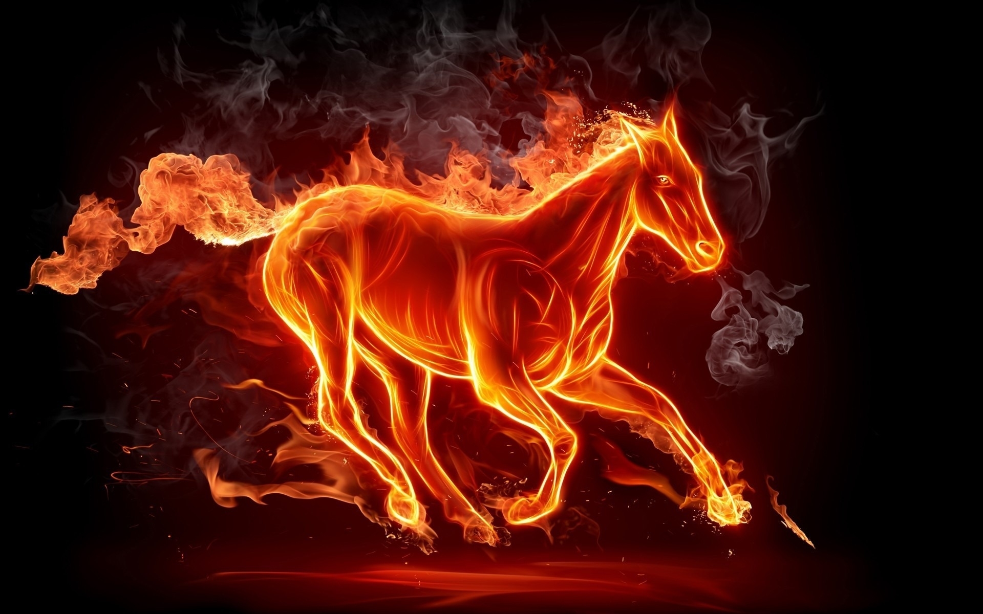 vertical wallpaper horses, background, fire, pictures, red