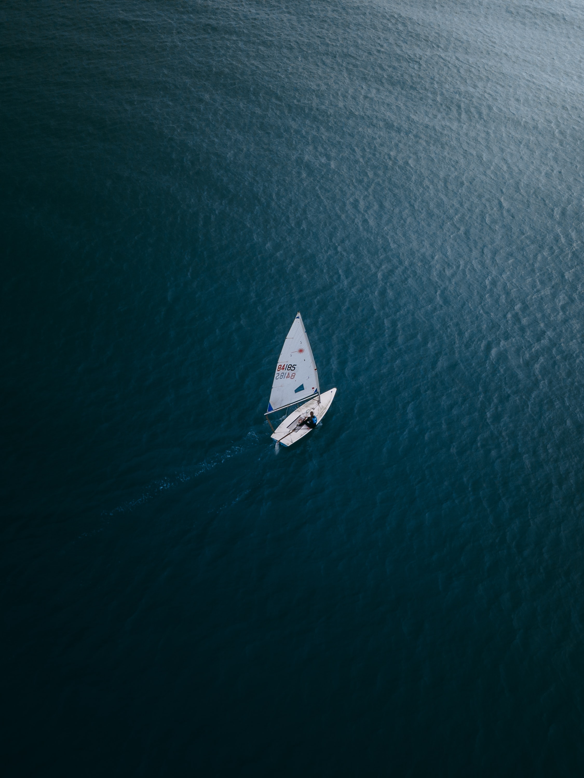 sea, boat, loneliness, water, view from above, miscellanea, miscellaneous QHD
