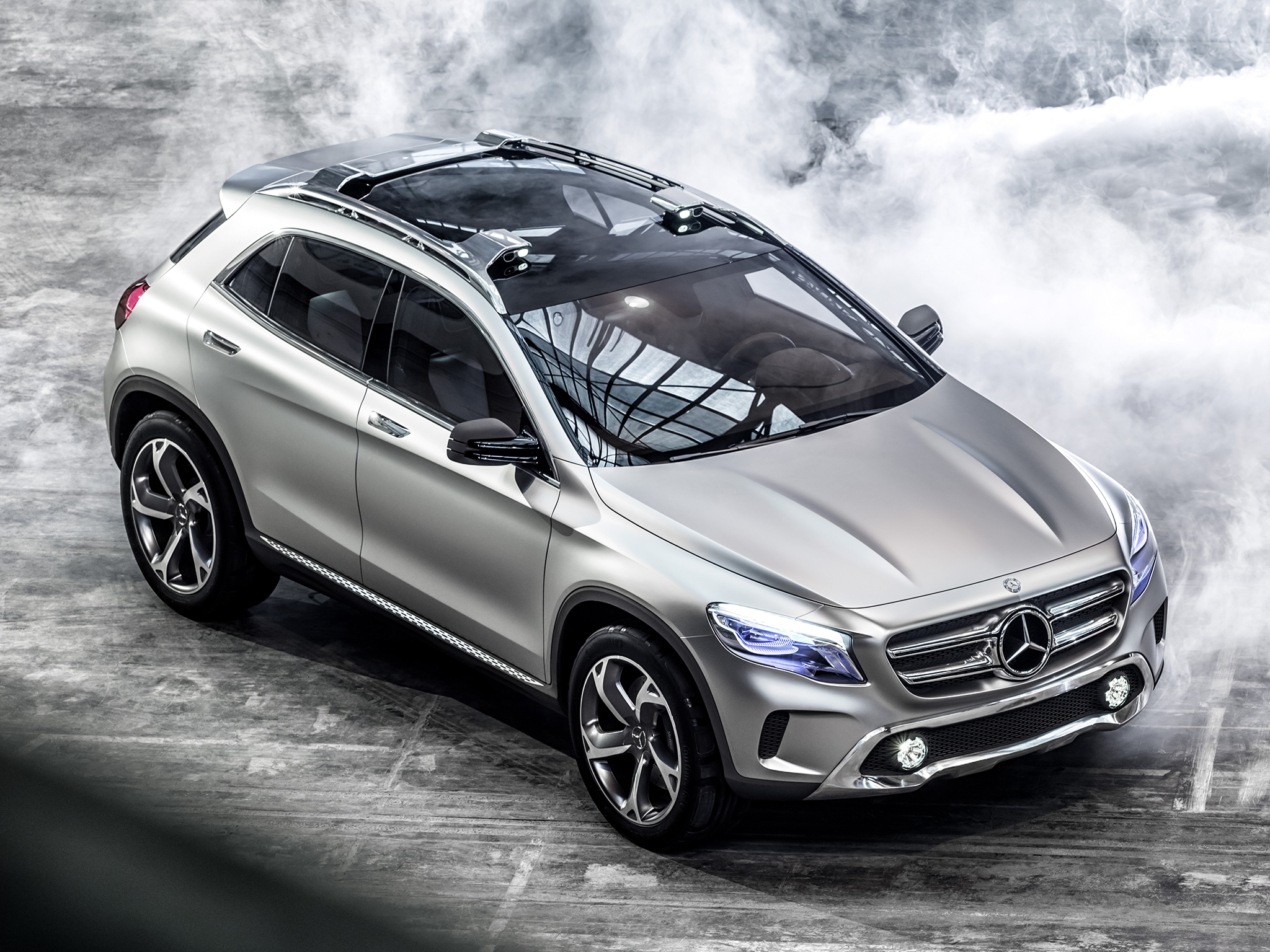 84622 Screensavers and Wallpapers Silvery for phone. Download cars, lights, concept, mercedes-benz, headlights, silver, silvery, crossover, glk pictures for free