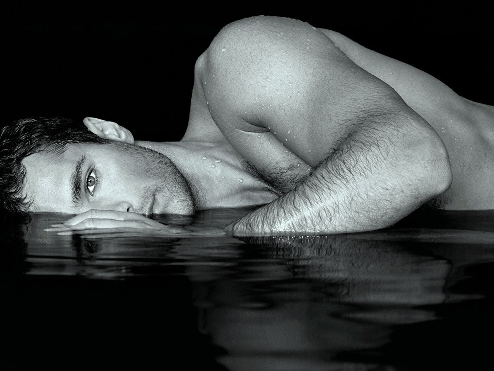 men, model, water phone background