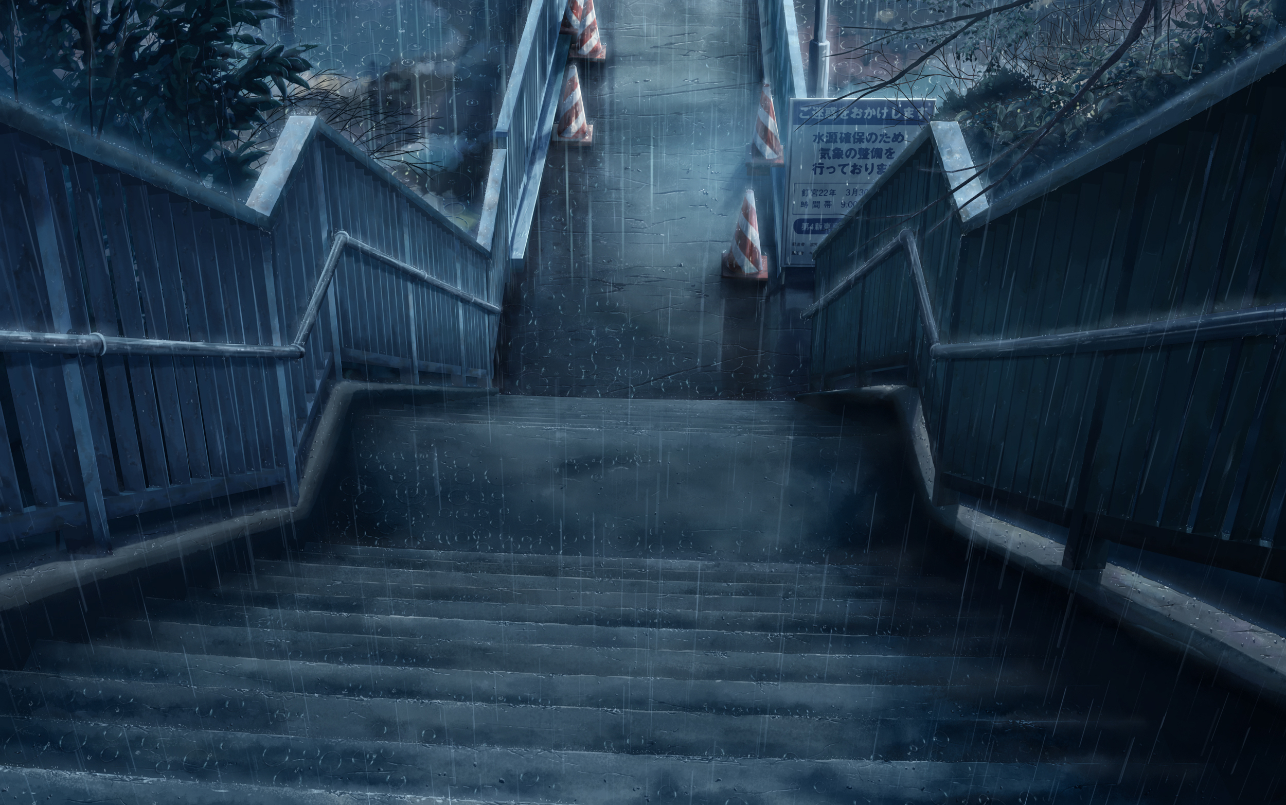 man made, stairs, rain