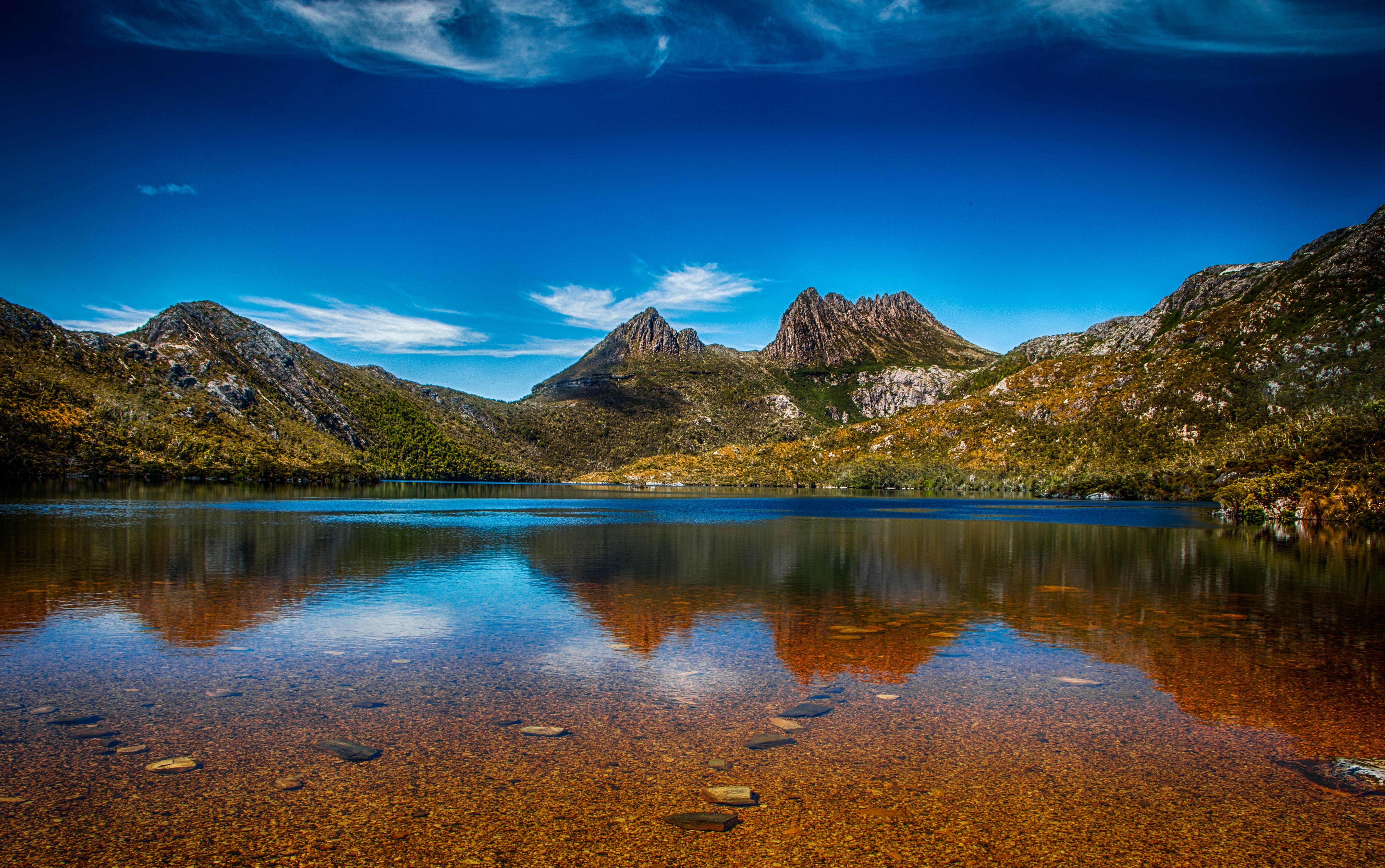 lake, nature, water, sky, mountains High Definition image