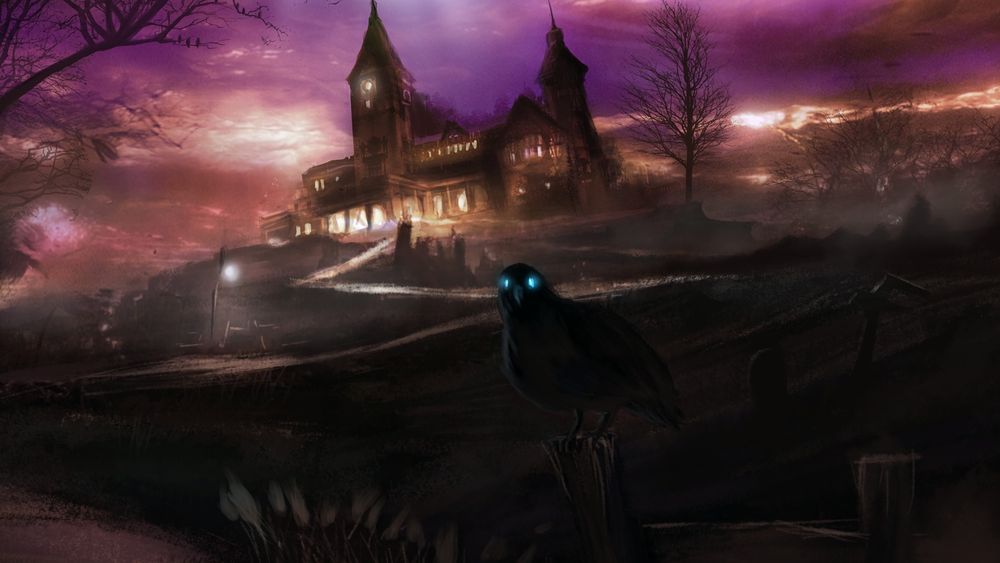 Download free mobile wallpaper Art, Dark, House, Hill, Raven, Spooky, Eerie...