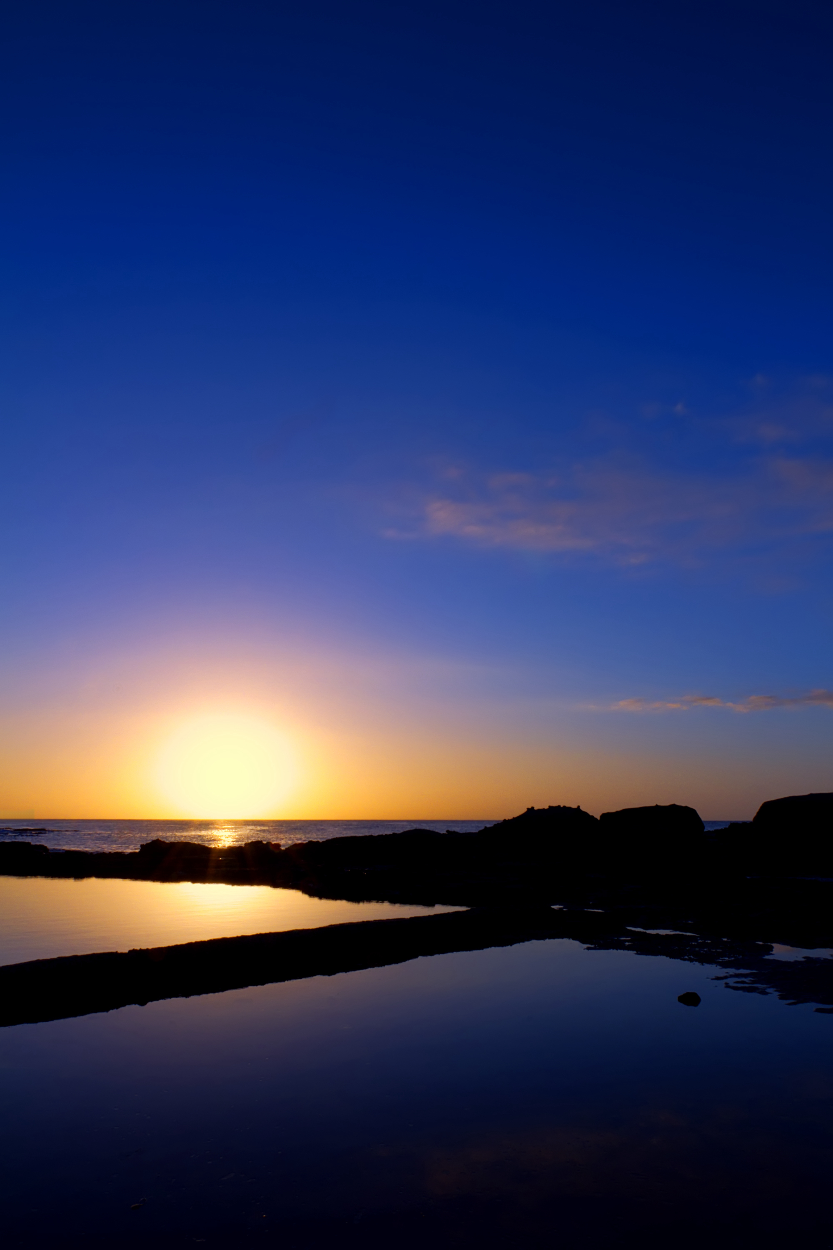horizon, nature, sunset, sea, rocks, outlines, silence cellphone