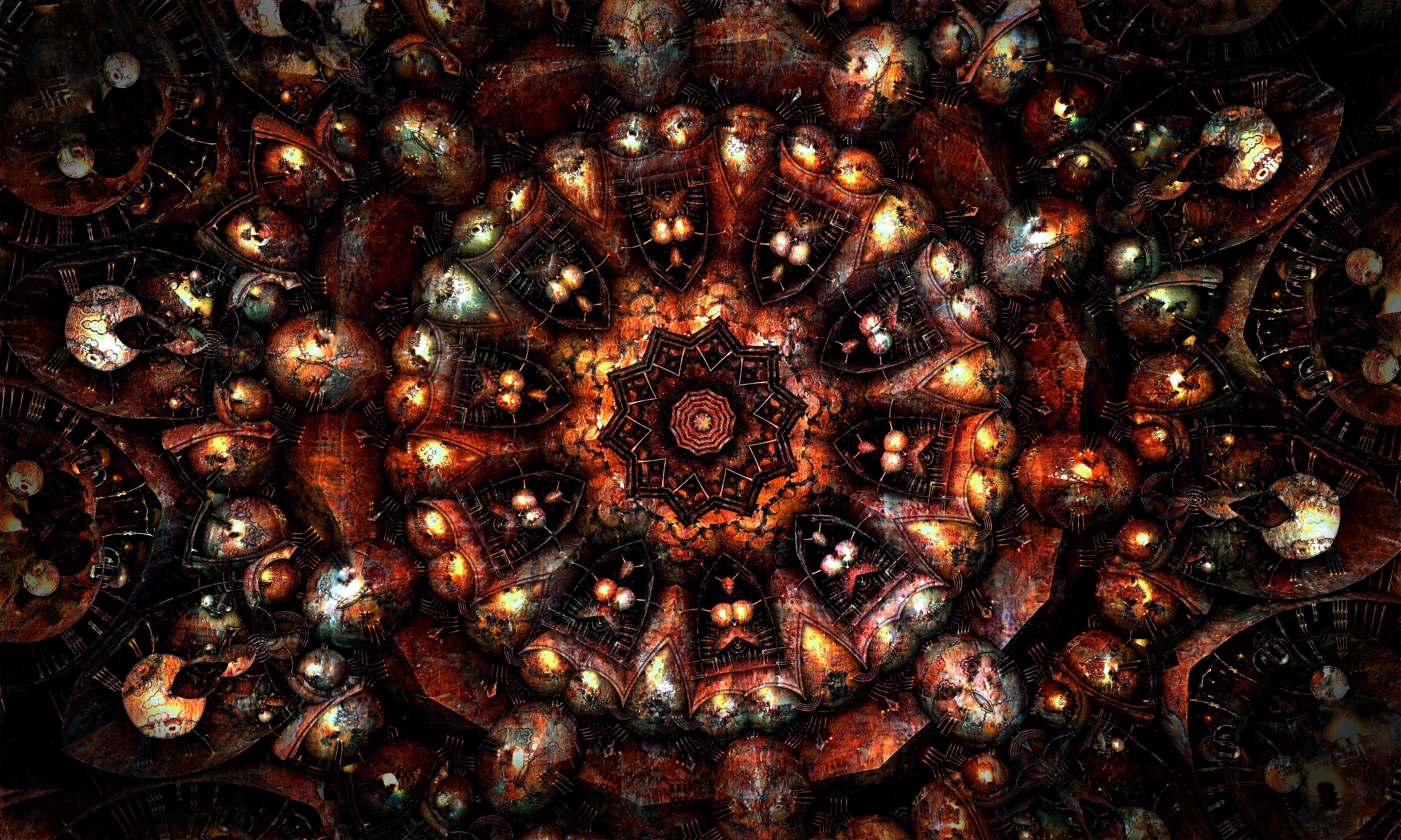 abstract, fractal, pattern, brown HD Mobile