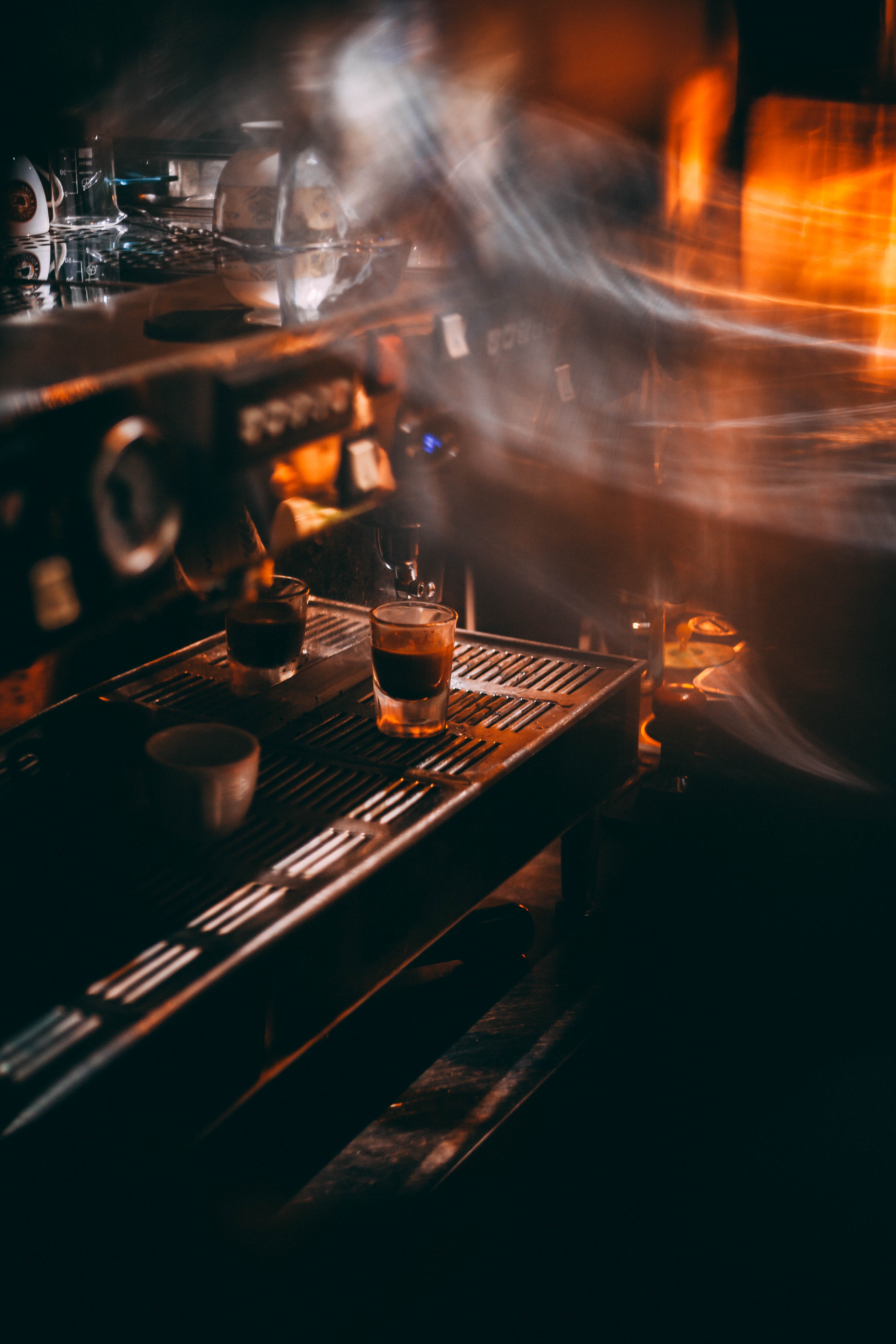 102373 download wallpaper coffee, dark, miscellanea, miscellaneous, blur, smooth, café, coffee machine, coffee house screensavers and pictures for free