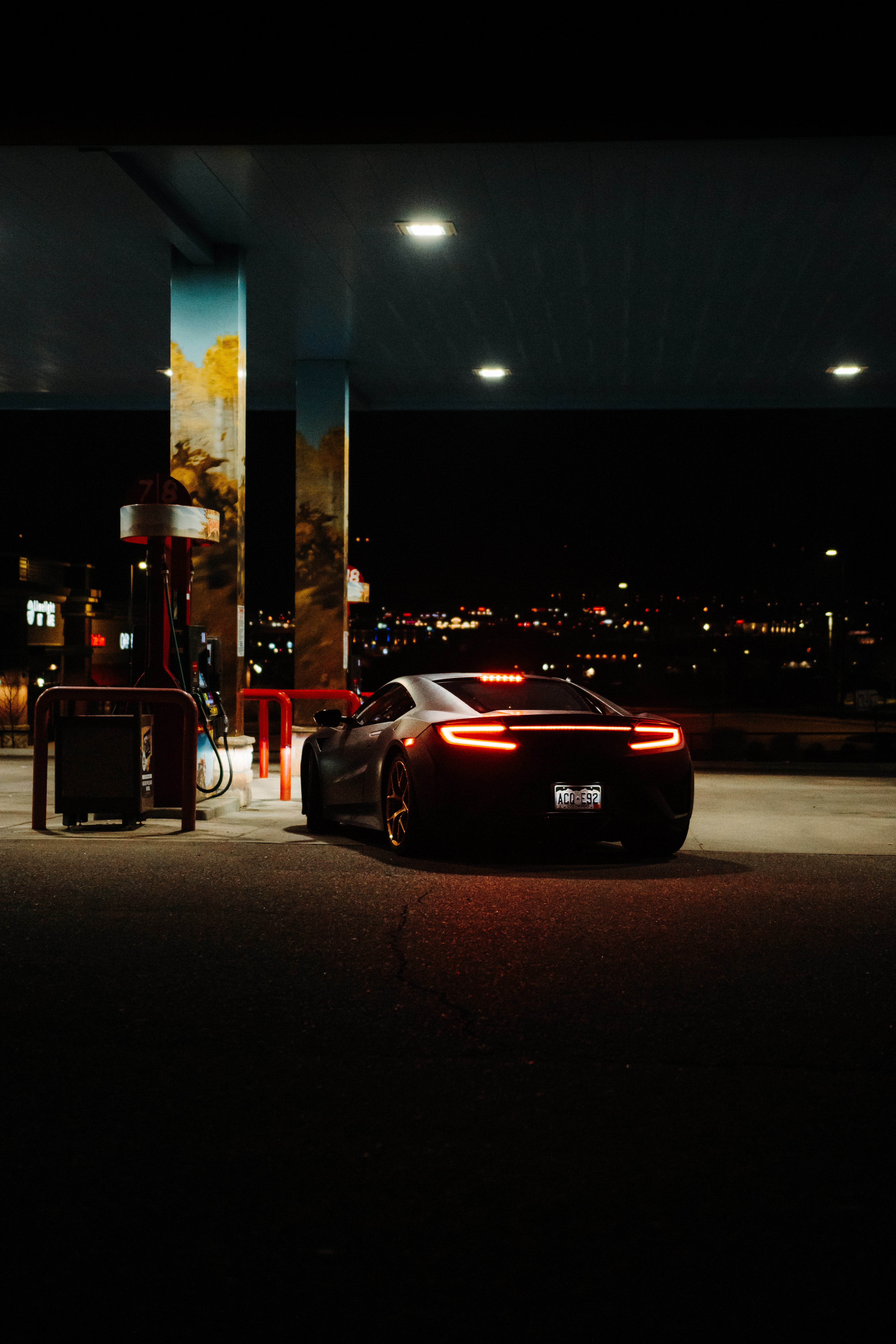 rear view, refueling, cars, filling, back view, lights, car, lanterns, black for android
