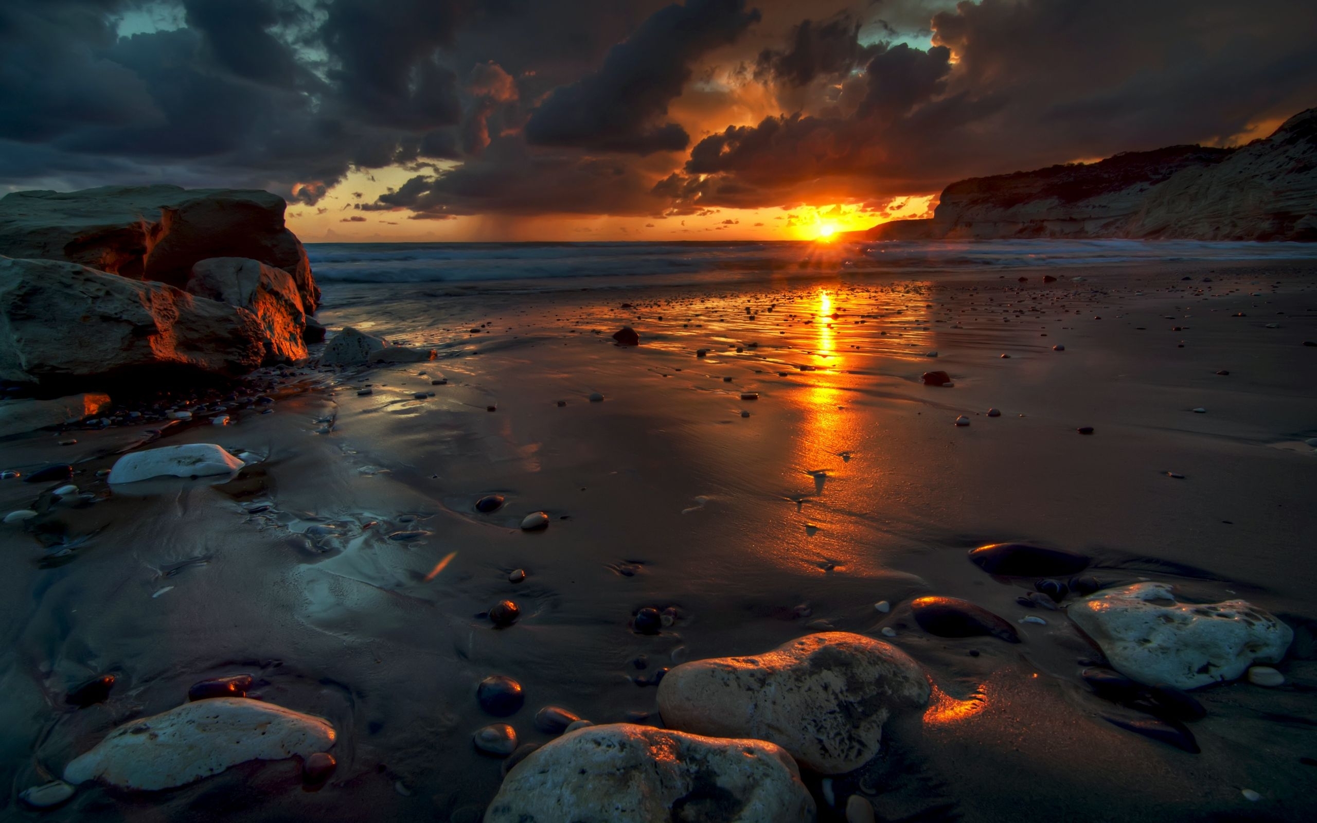 android beach, landscape, sunset, sea