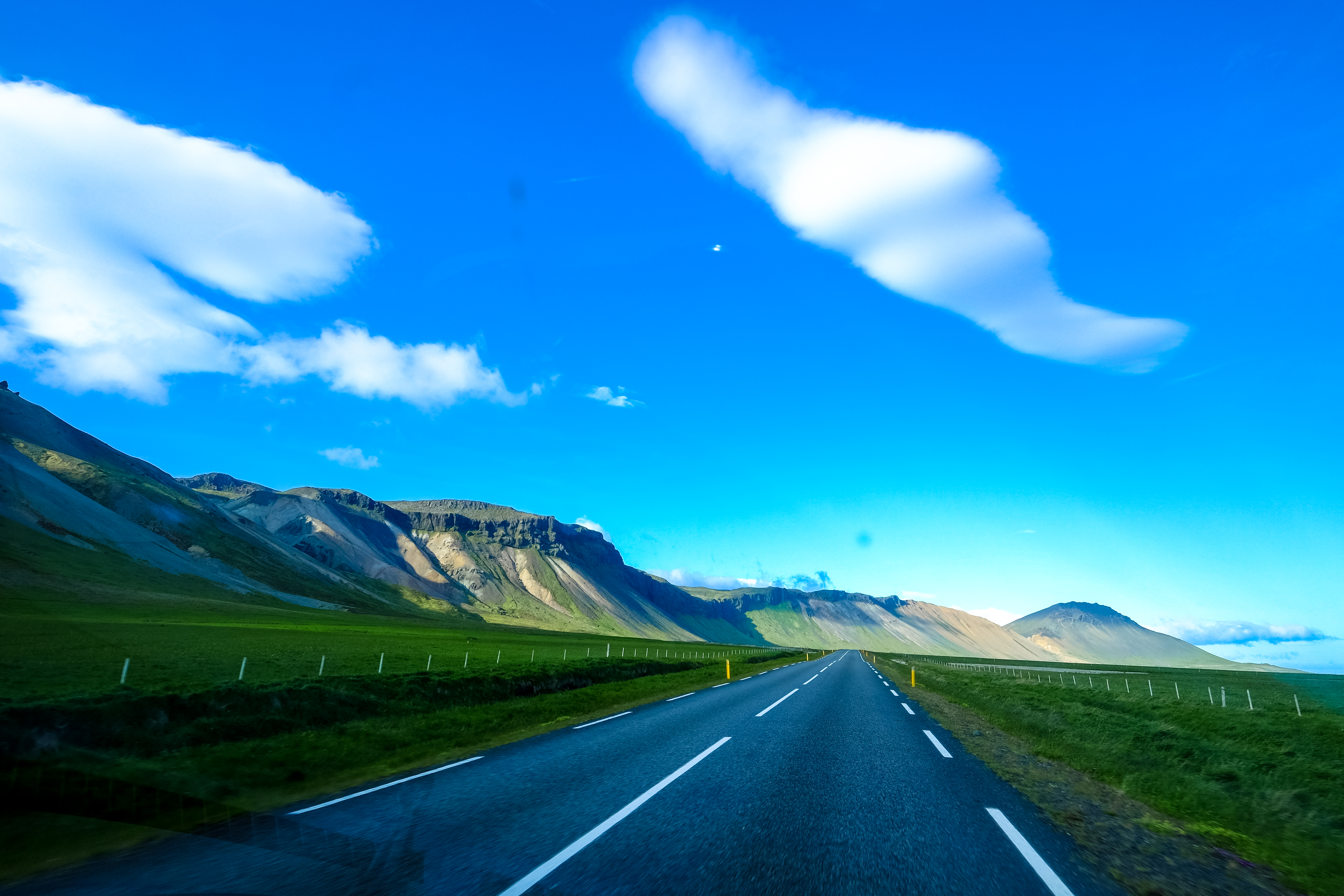 Mobile wallpaper nature, sky, mountains, road, markup
