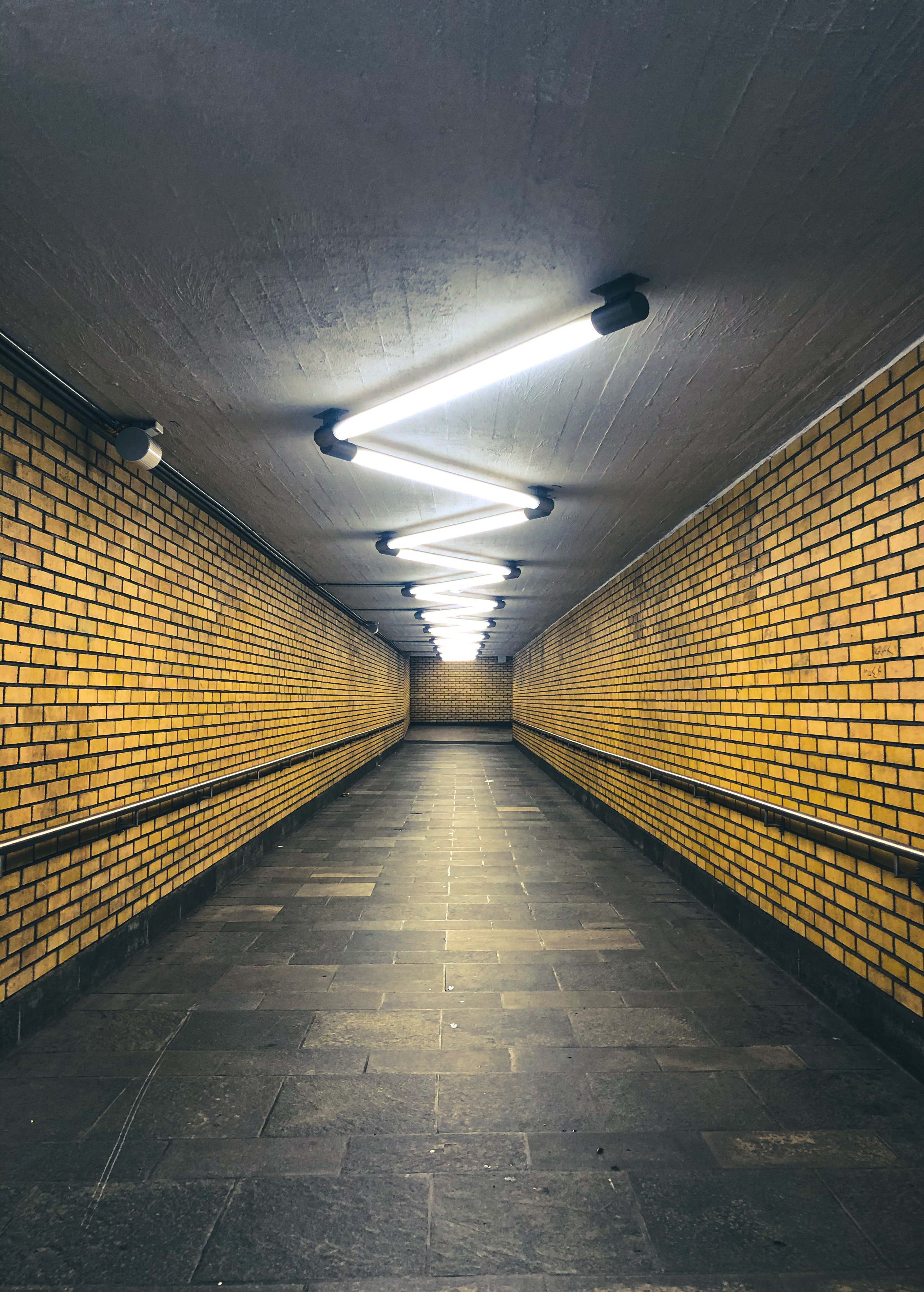 subway, yellow, miscellanea, miscellaneous, lamp, illumination, corridor, lighting, lamps