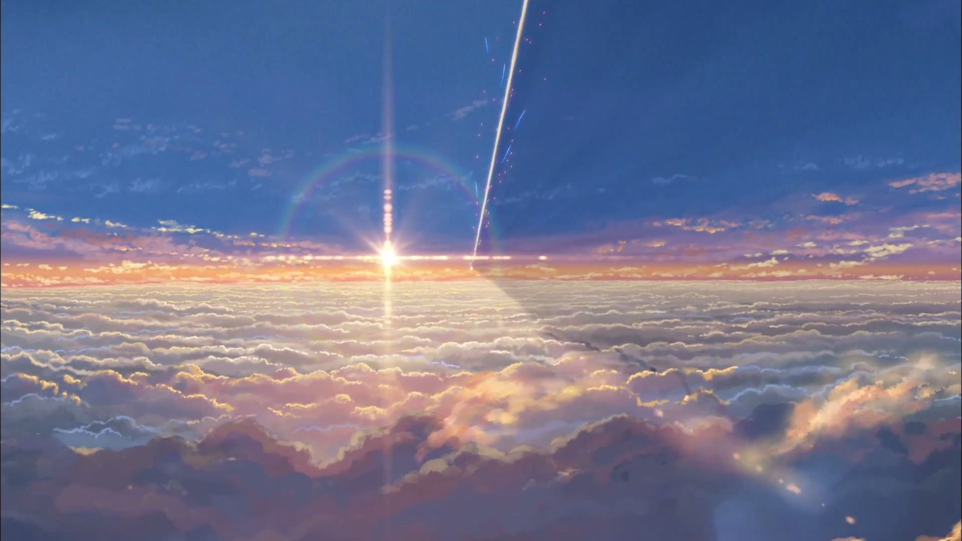 HD wallpaper anime, your name, sunset, cloud