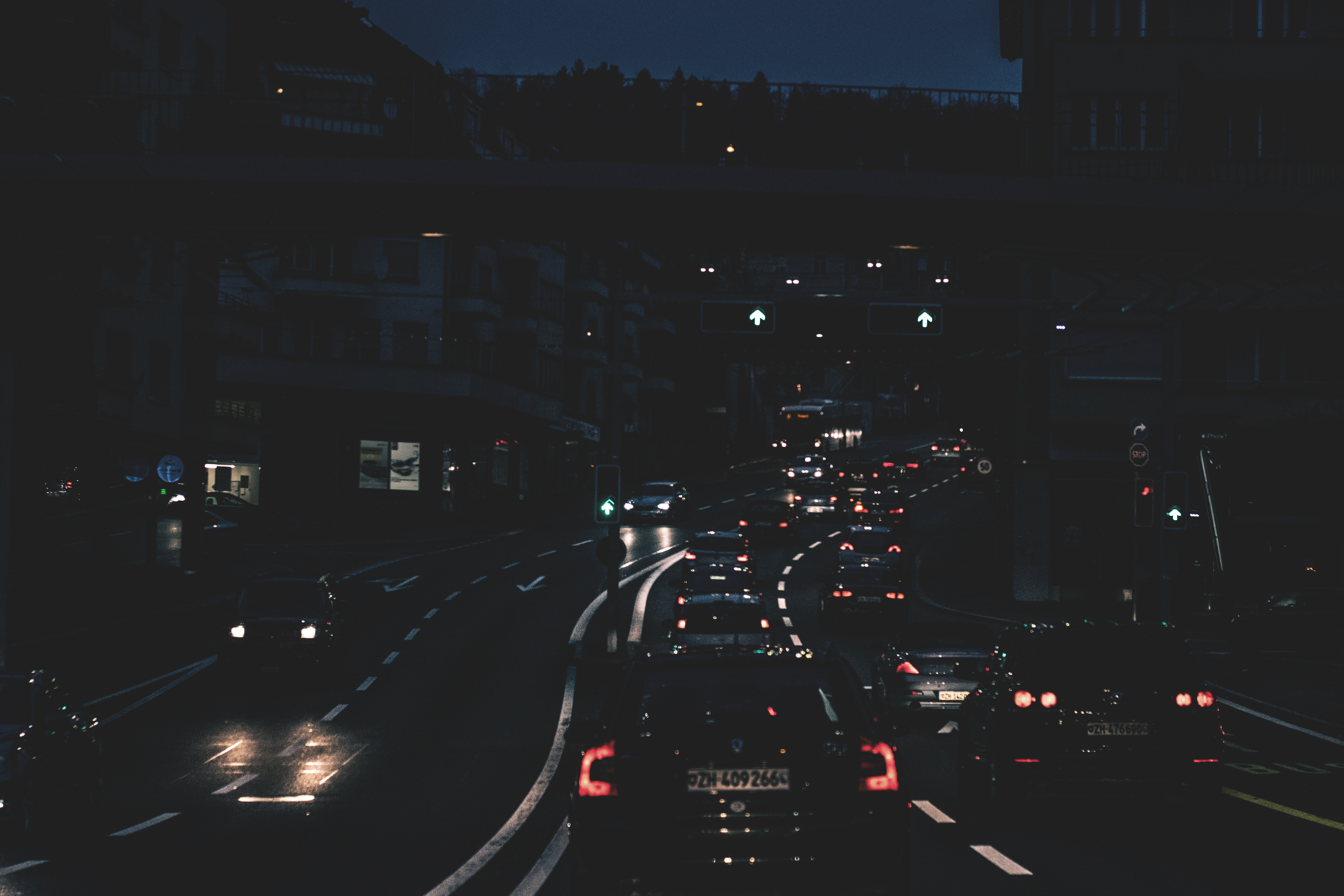 Traffic cars, cities, city lights, night city 4k Wallpaper