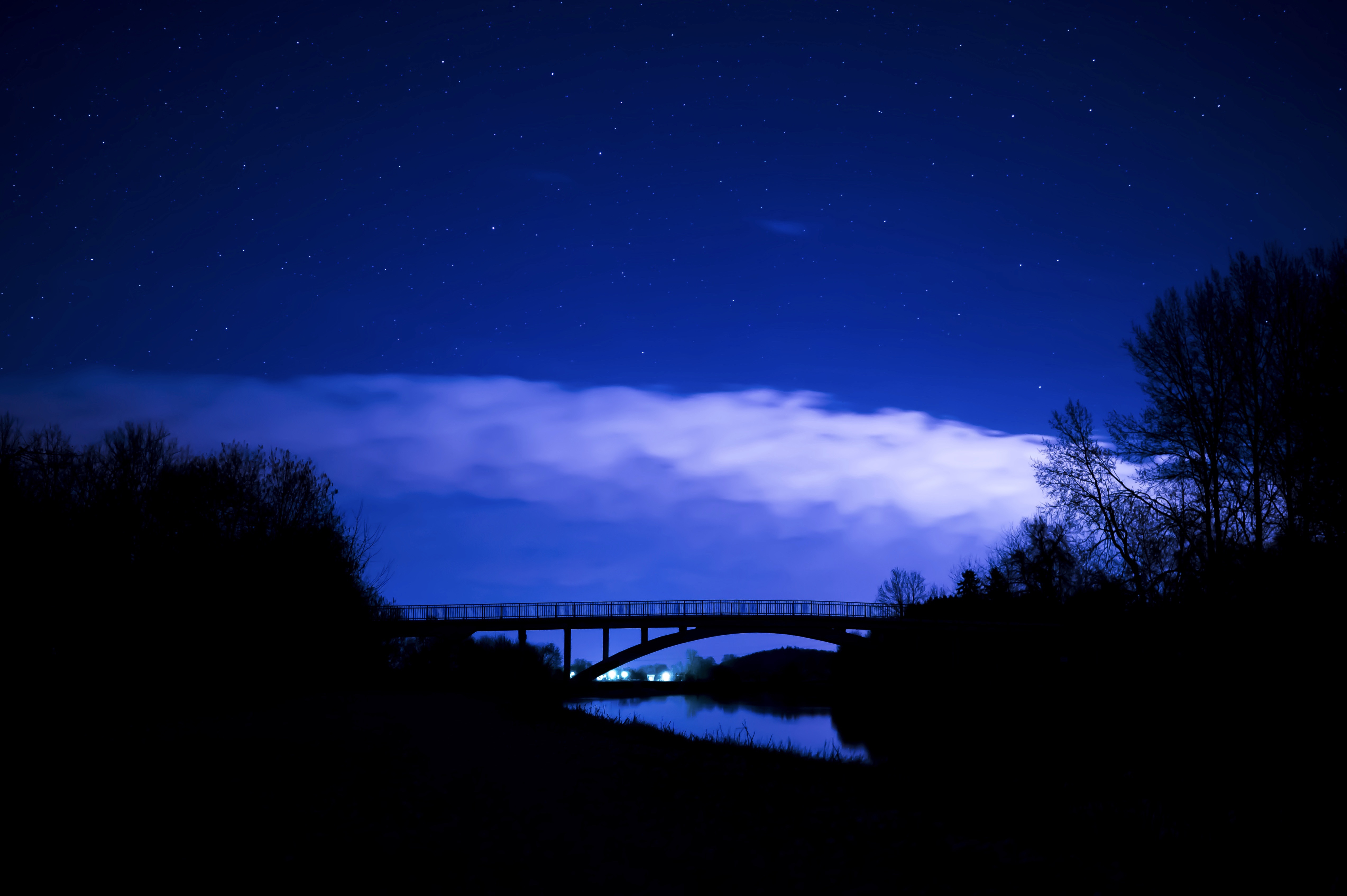 night, clouds, dark, starry sky, bridge lock screen backgrounds