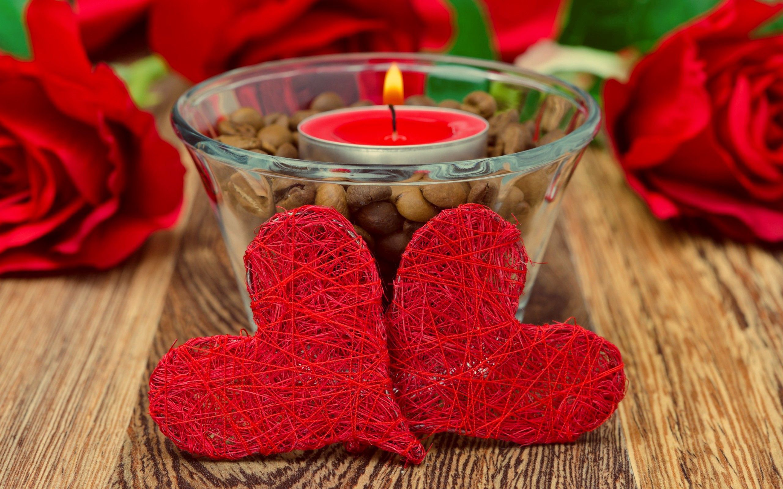 red, heart, love Candles HD Android Wallpapers