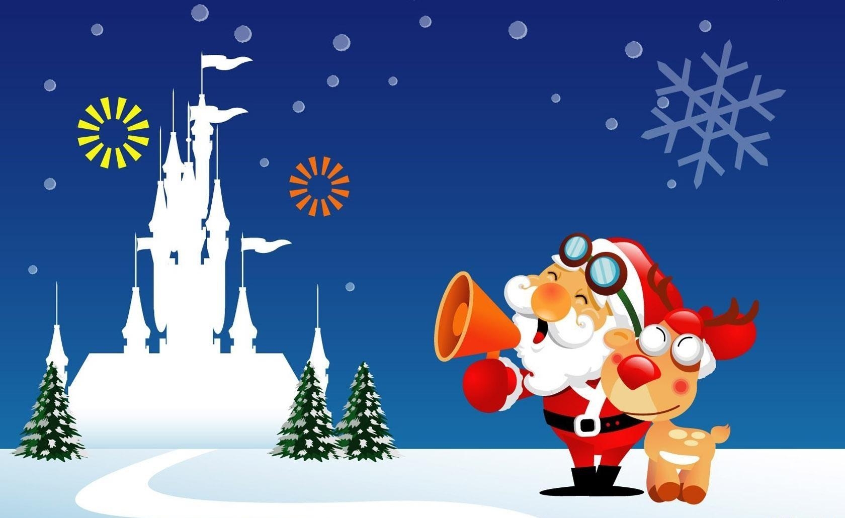 Santa Claus fir-trees, megaphone, holidays, holiday Free Stock Photos