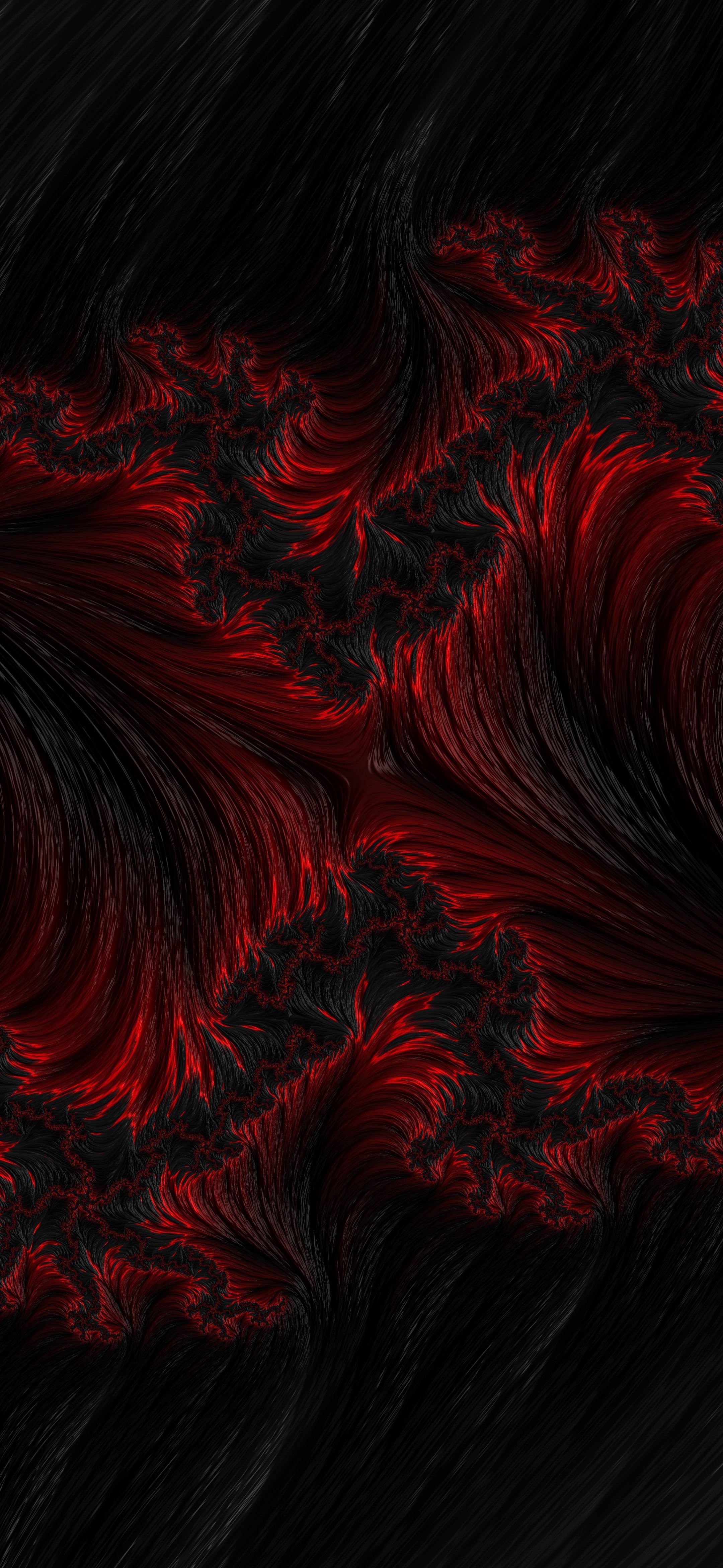 android black, wavy, abstract, red, fractal