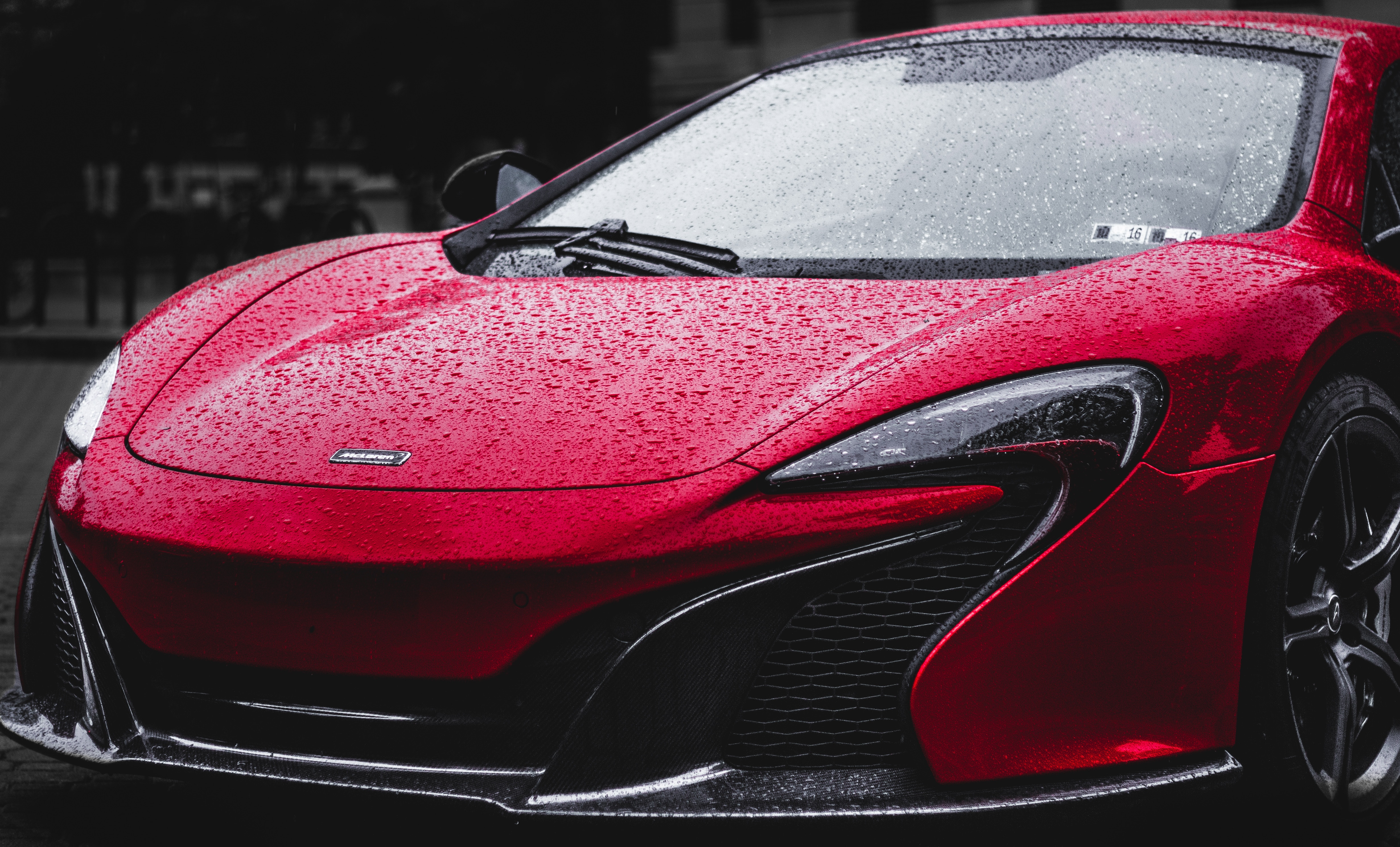 auto, drops, cars, red, lights, front view, headlights Aesthetic wallpaper